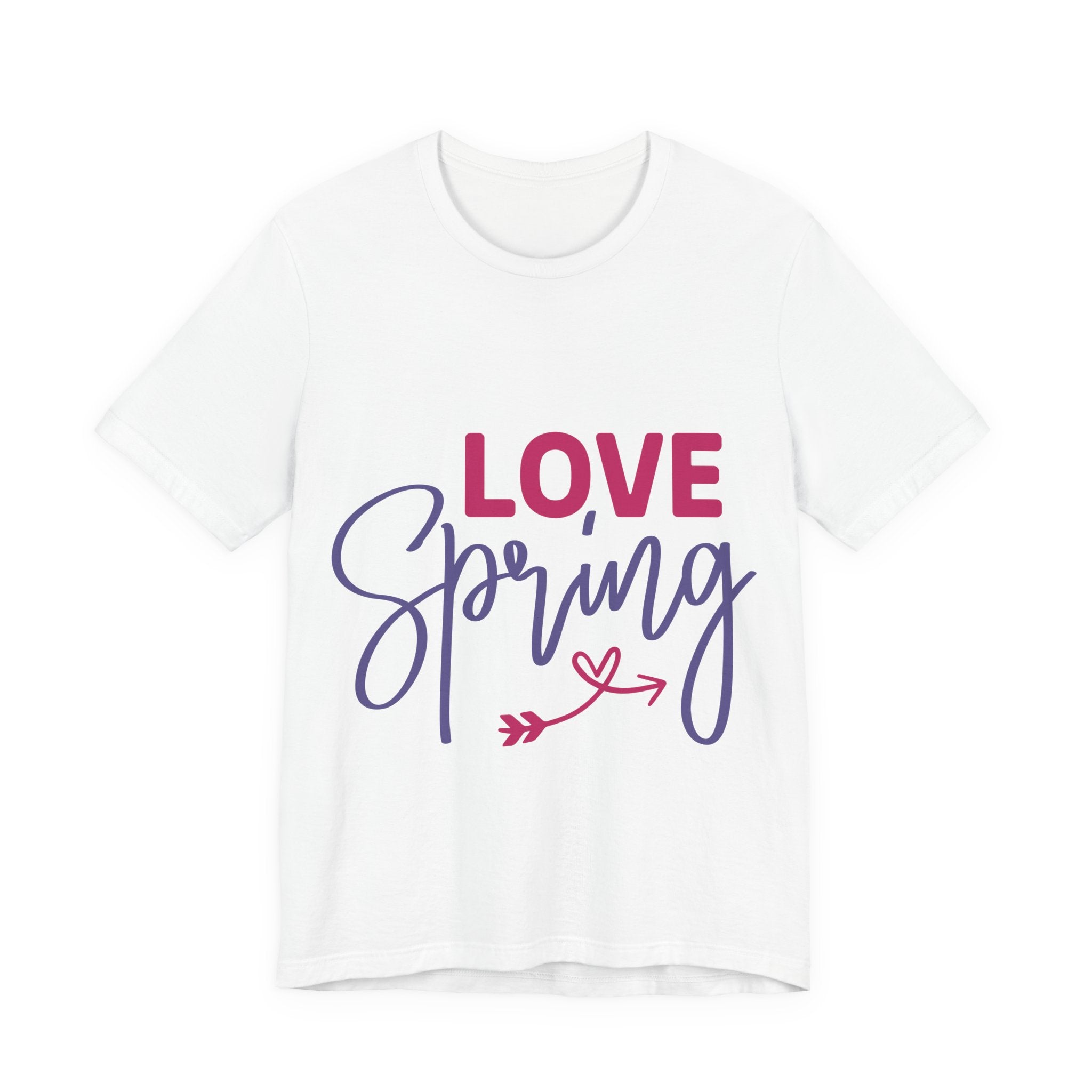 Love Spring T-Shirt - Floral Script Tee with Heart Arrow