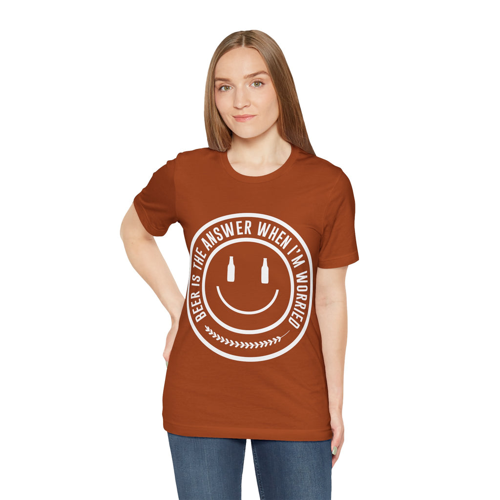 Beer Is The Answer T-Shirt — Funny Smiley Beer Graphic Tee