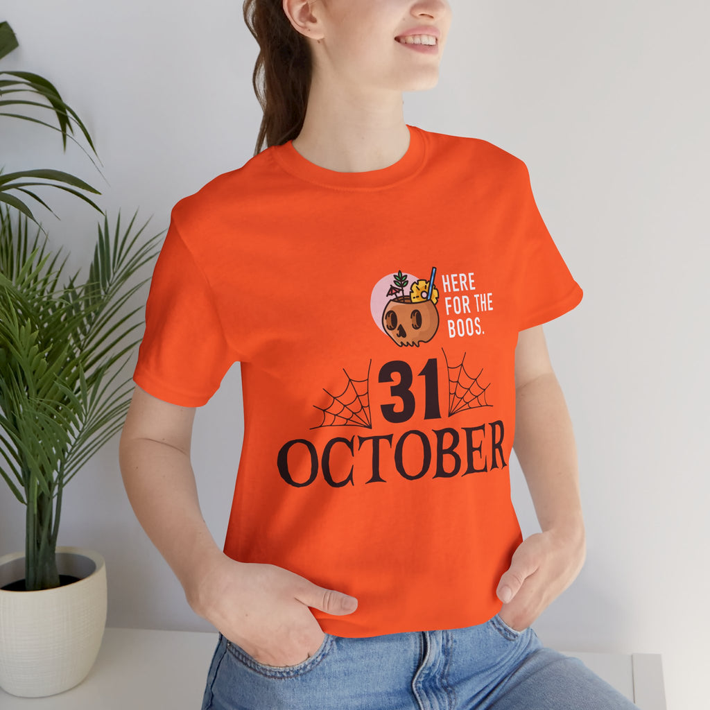 Halloween Tee — "Here for the Boos" 31 October Pumpkin Shirt