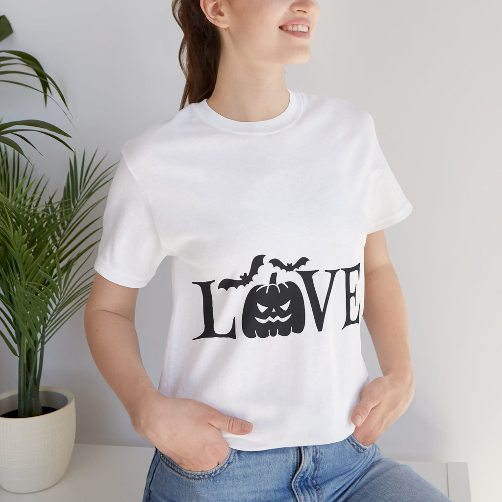 Halloween Love T-Shirt - Jack-o'-Lantern & Bats Graphic Tee