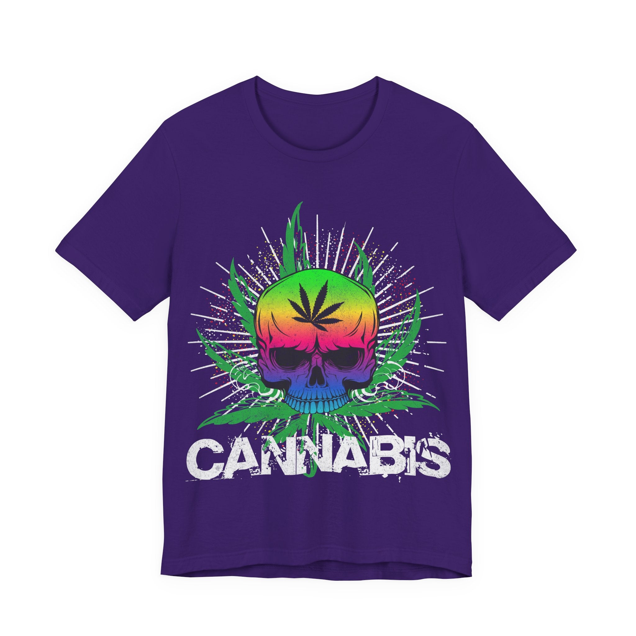 Cannabis Skull T-Shirt — Rasta Rainbow Leaf Graphic Tee