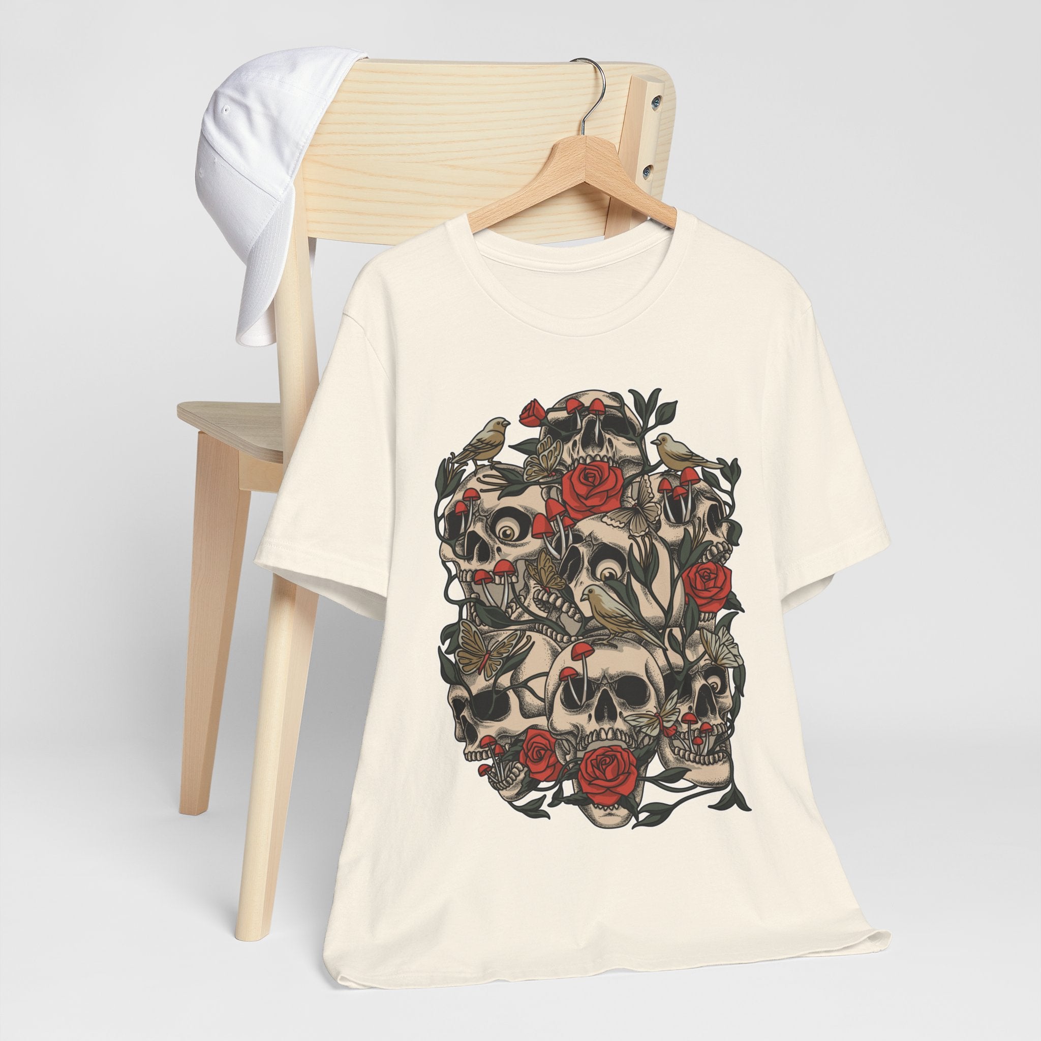 Skull & Roses Graphic Tee — Gothic Floral Skull T-Shirt