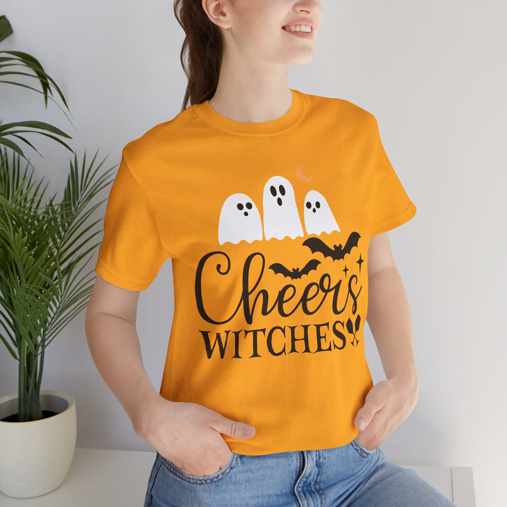 Cheers Witches Halloween Tee — Cute Ghosts, Bats & Party Slogan
