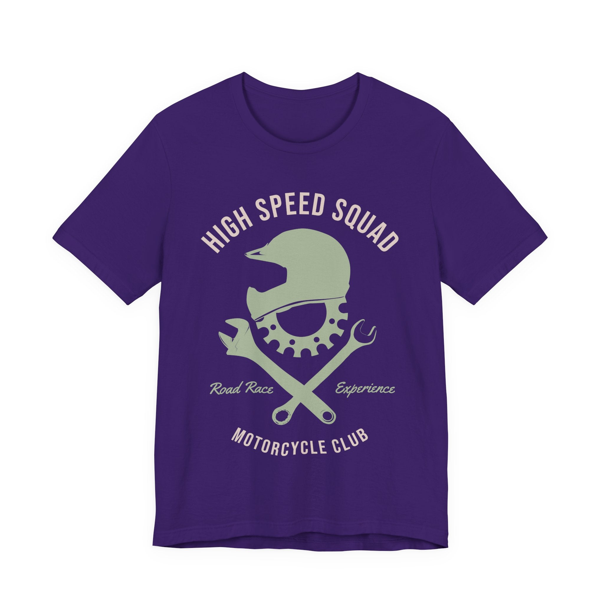 Motorcycle Club T‑Shirt — "High Speed Squad" Helmet & Wrench Vintage Racing Tee