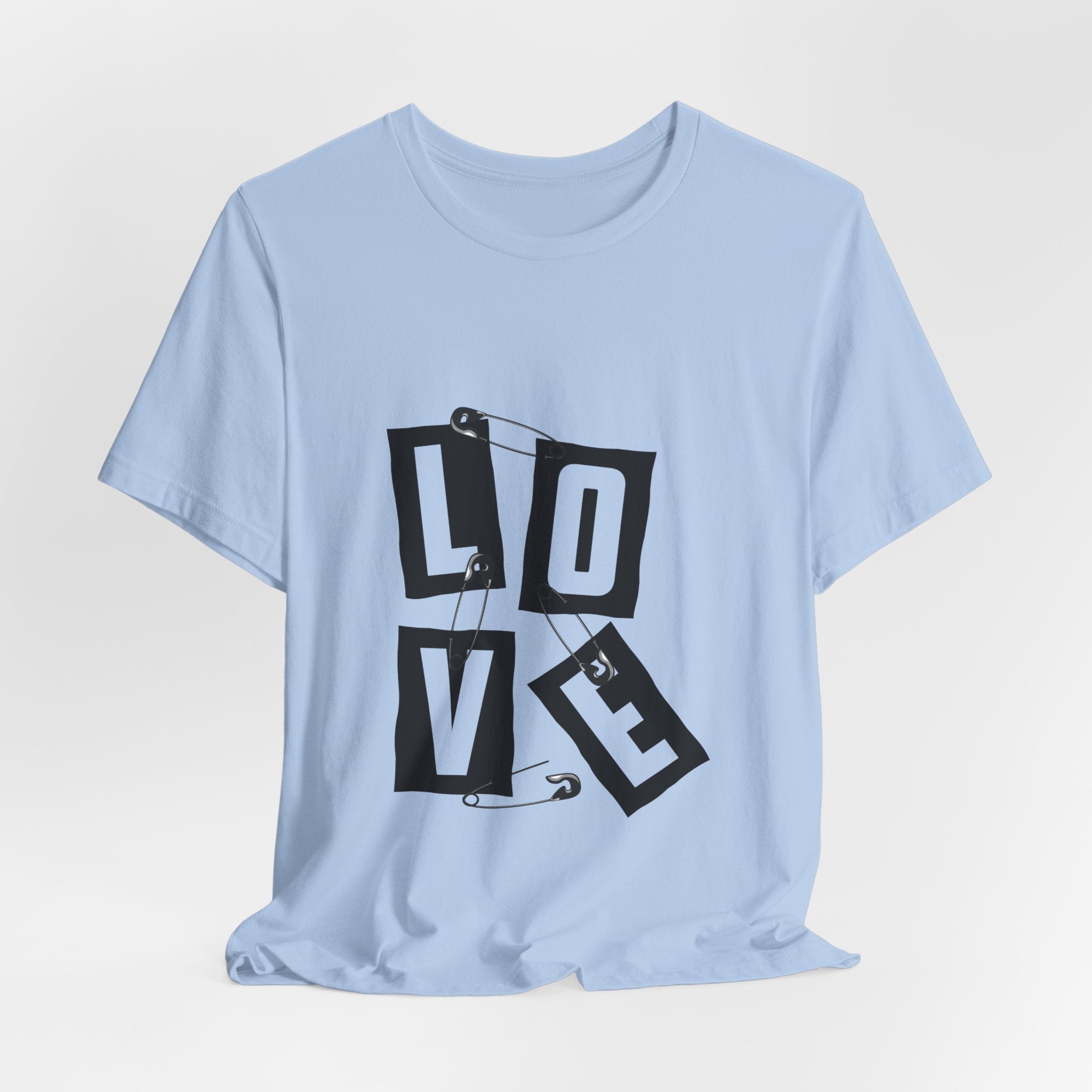 LOVE Safety Pin Graphic Tee — Punk Rock Vintage Valentine T‑Shirt