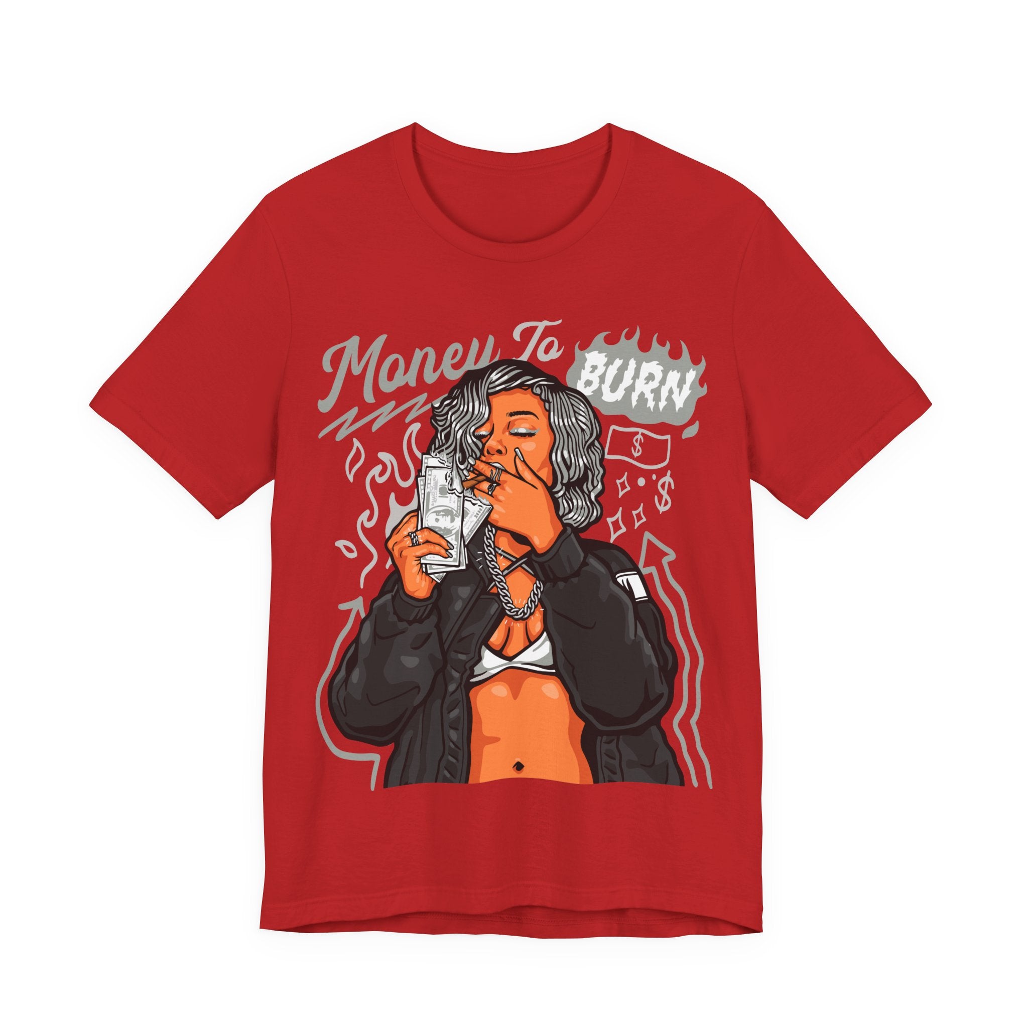 Money to Burn Graphic Tee — Women Smoking Cash Streetwear T-Shirt