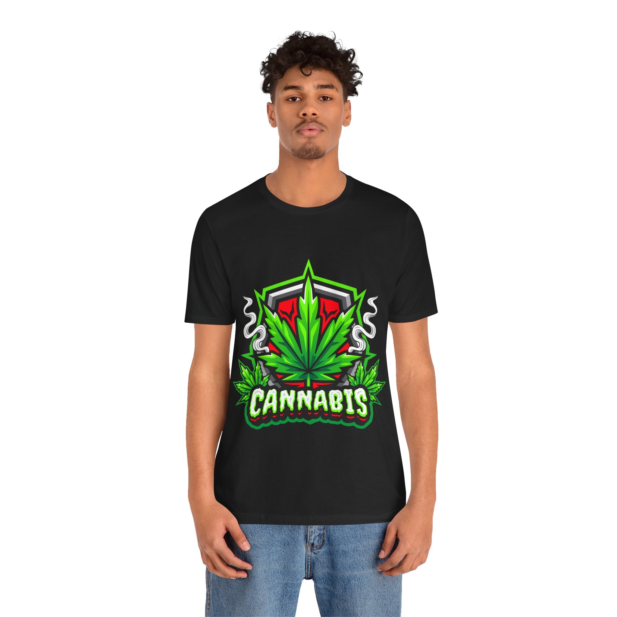 Cannabis Art Tee — Neon Weed Chest Graphic T-Shirt