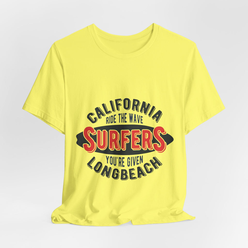 California Surfers Long Beach Tee — "Ride the Wave" Short Sleeve Shirt