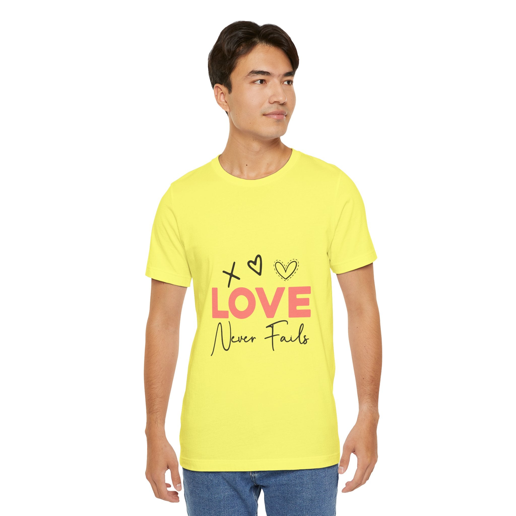 Love Never Fails T-Shirt – Inspirational Heart Graphic Tee