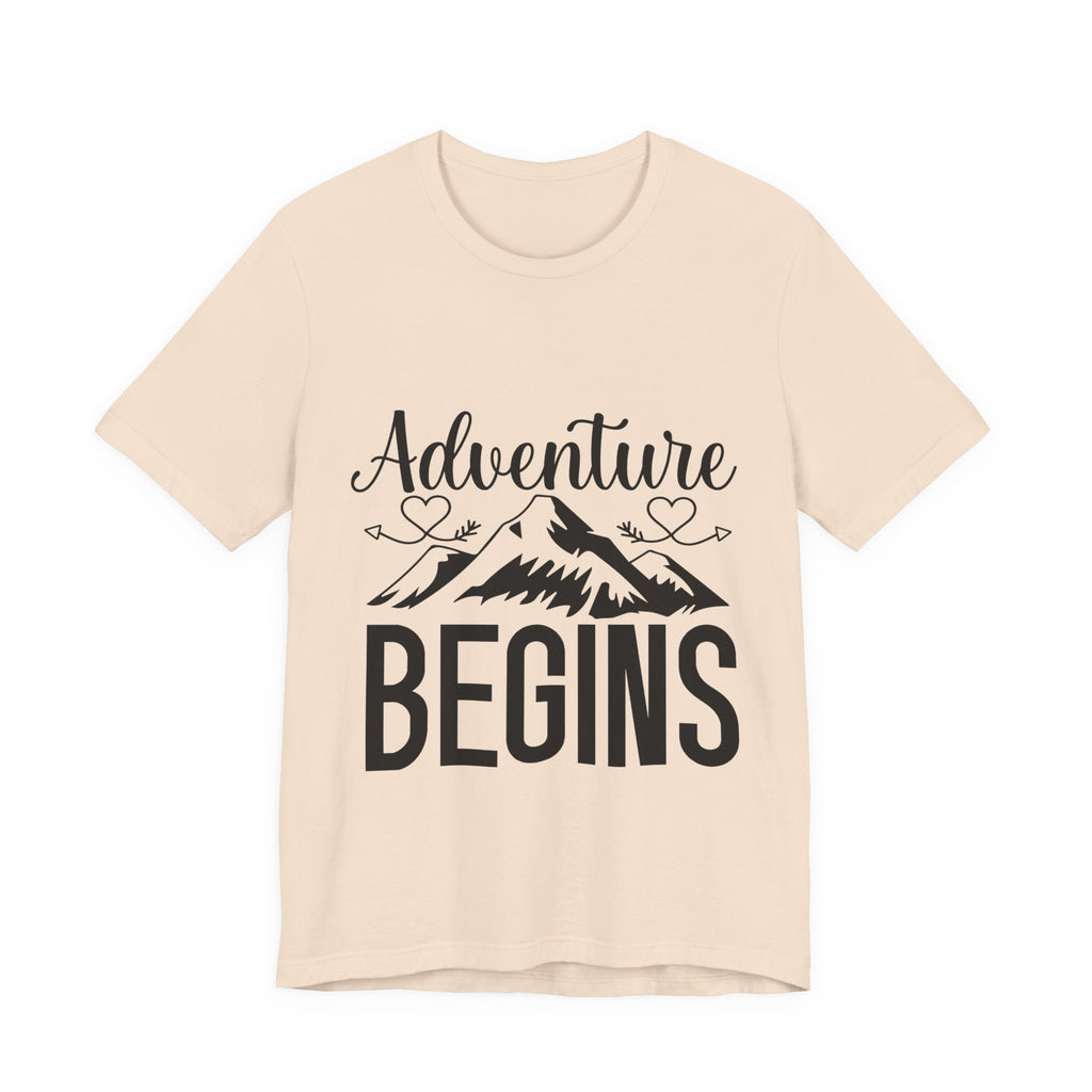 Adventure Begins Tee — Mountain Travel Graphic T-Shirt