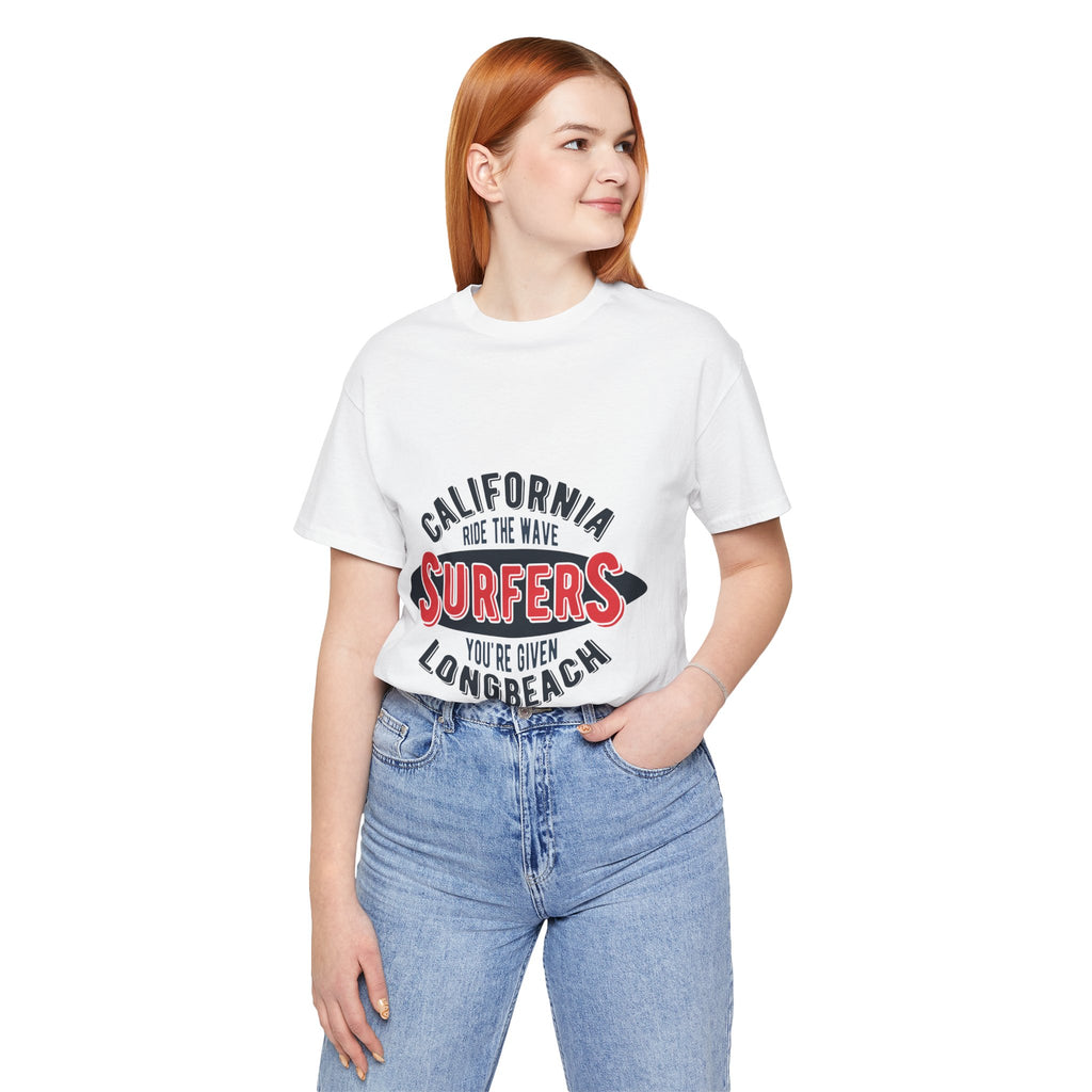 California Surfers Long Beach Tee — "Ride the Wave" Short Sleeve Shirt