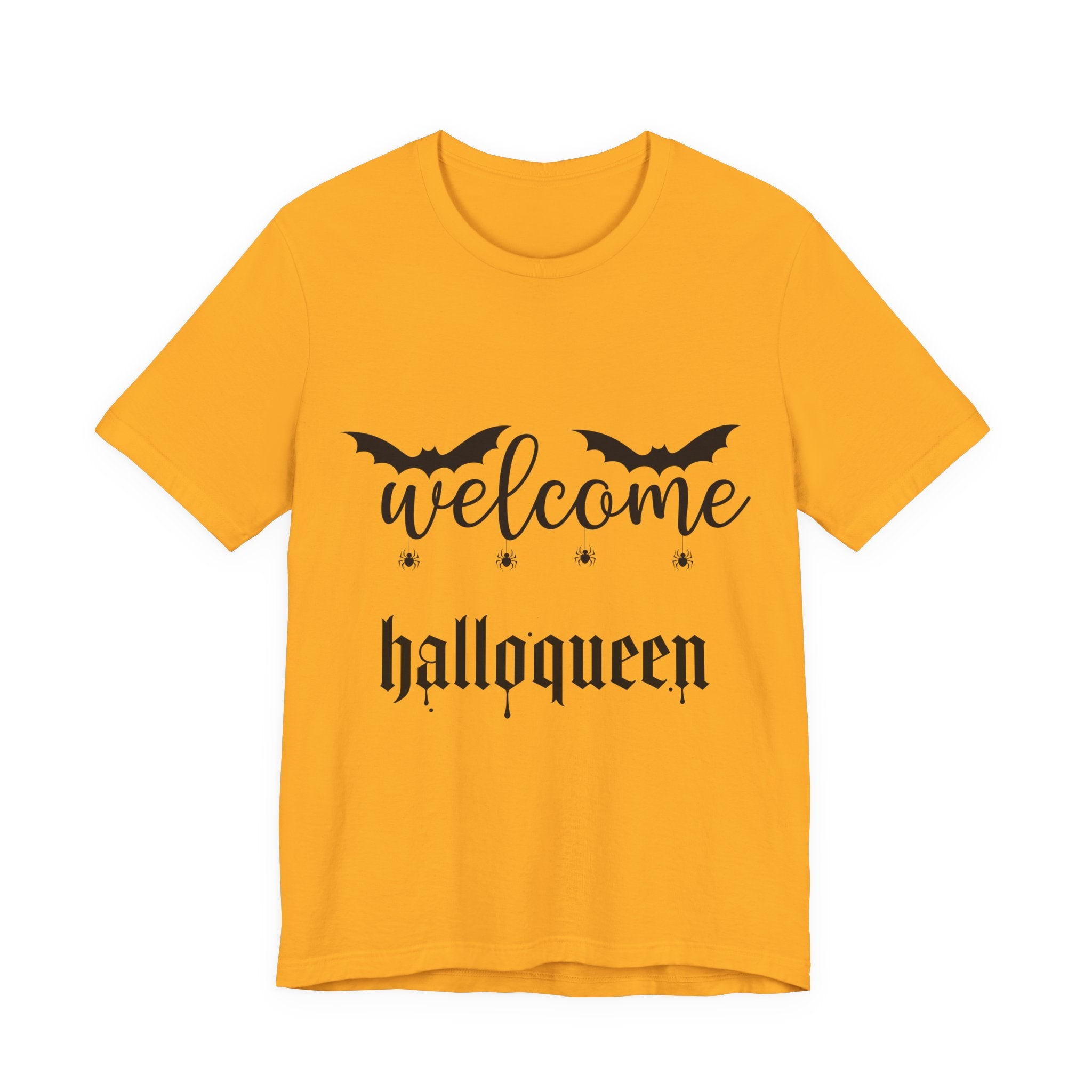 Welcome HalloQueen T‑Shirt — Halloween Bat Graphic Tee
