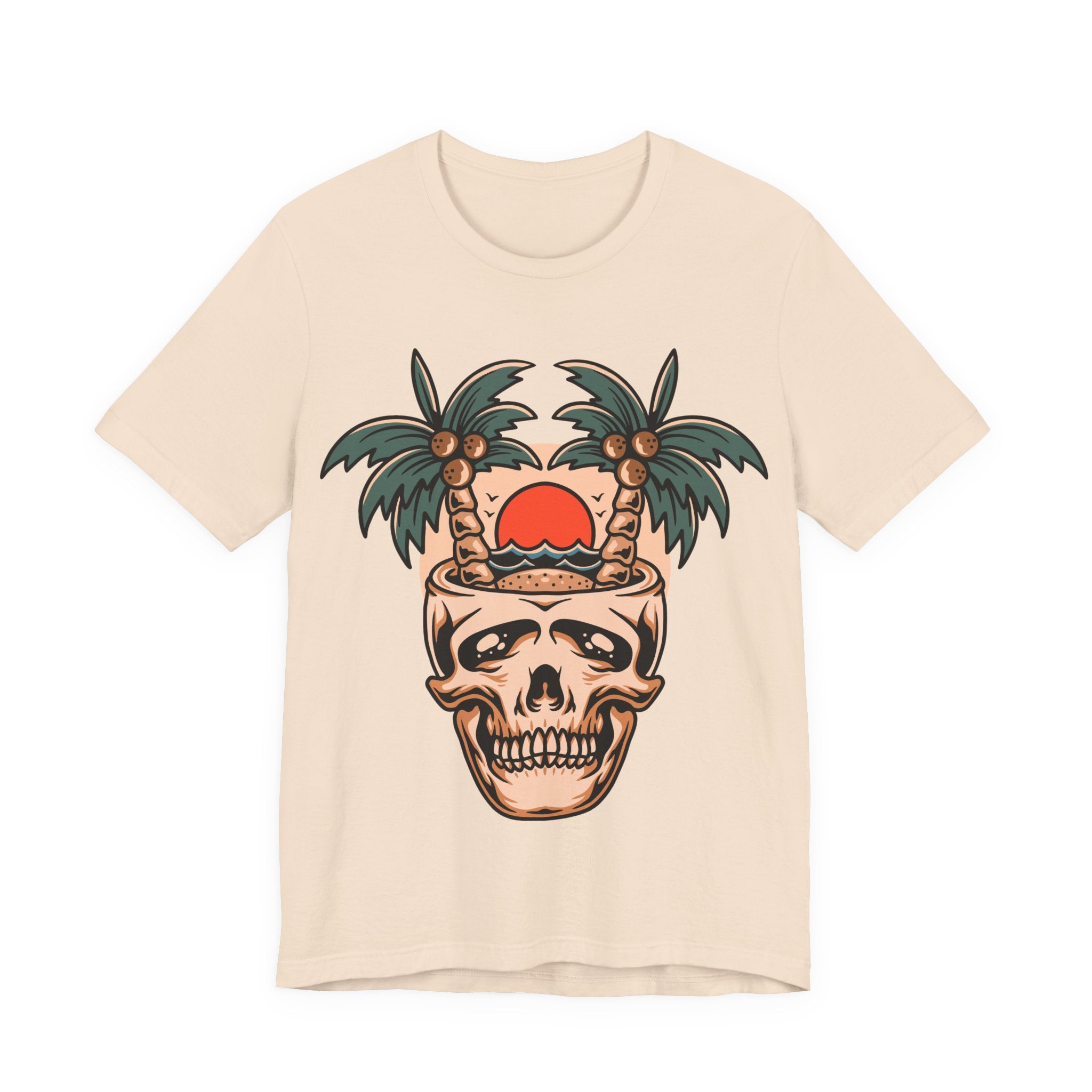 Skull Island Tee — Palm Tree Sunset Skull Graphic T-Shirt