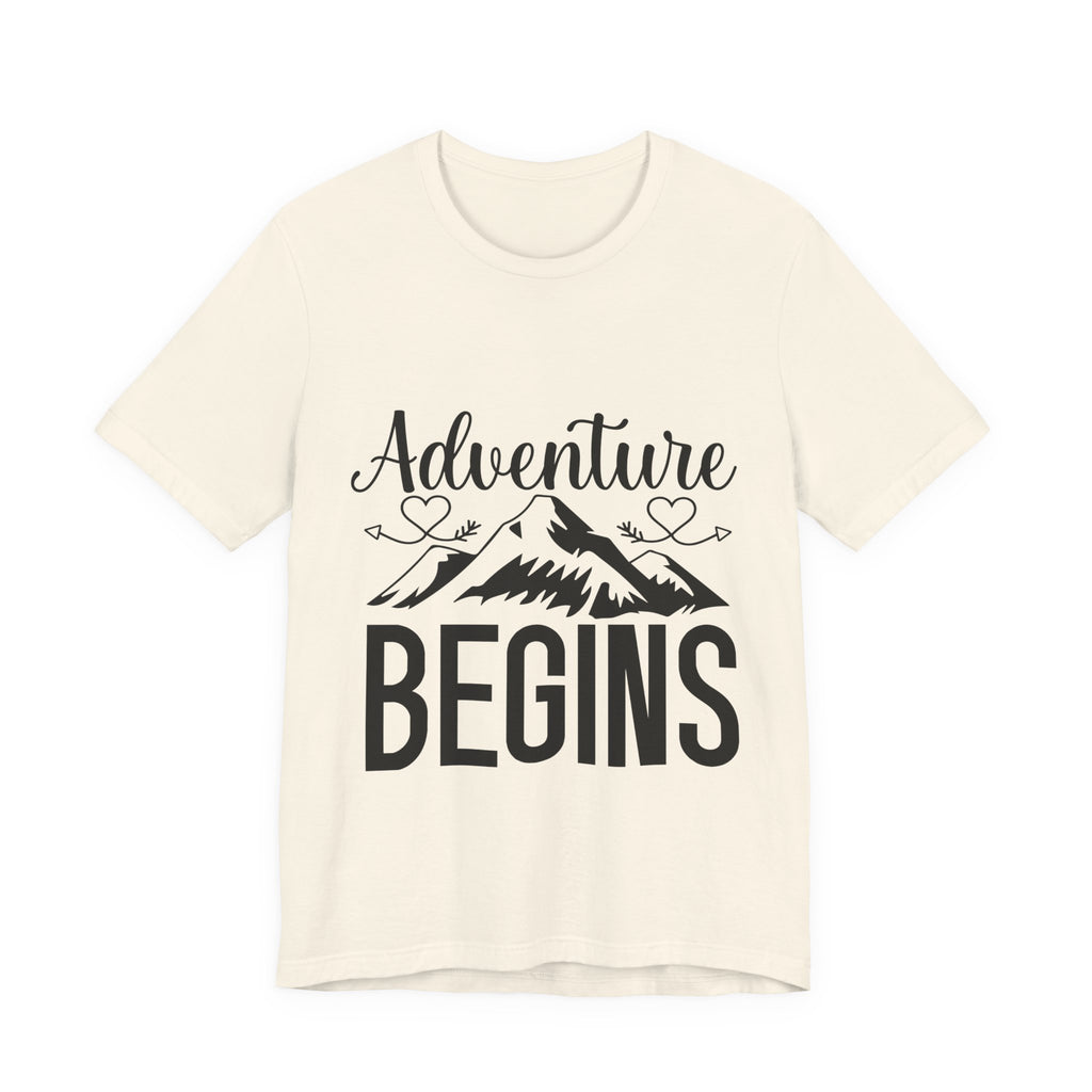 Adventure Begins Tee — Mountain Travel Graphic T-Shirt