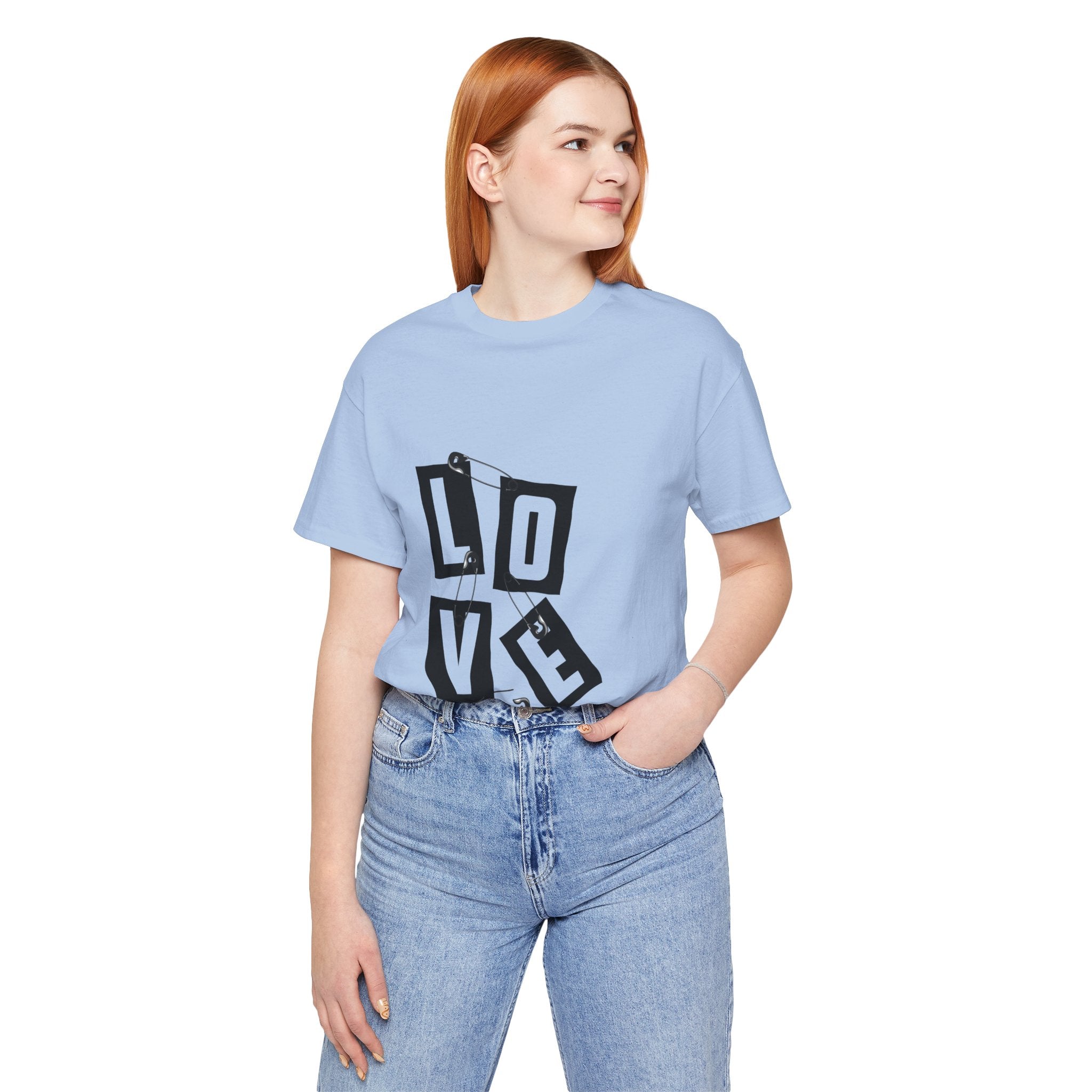 LOVE Safety Pin Graphic Tee — Punk Rock Vintage Valentine T‑Shirt