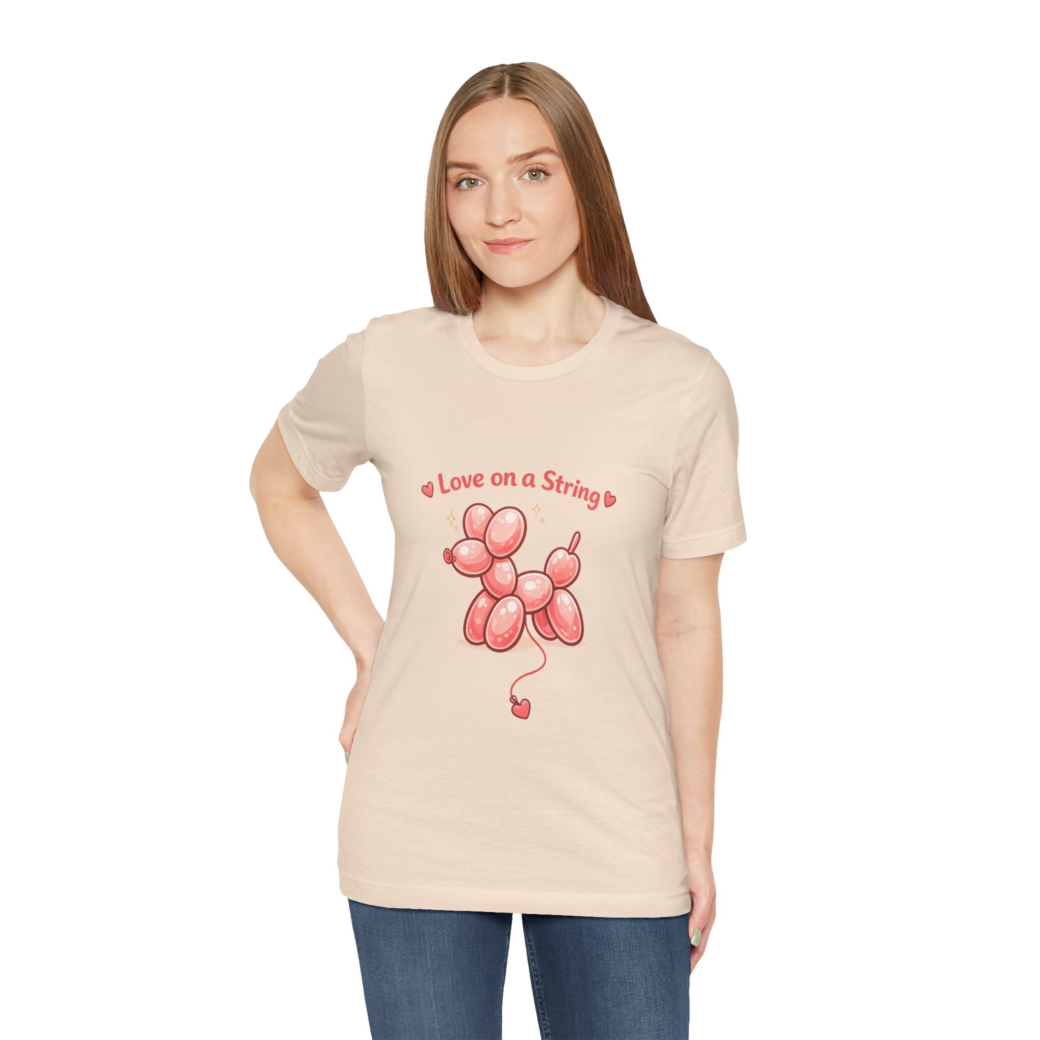 T-Shirt — "Love on a String" Pink Balloon Dog Valentine Tee