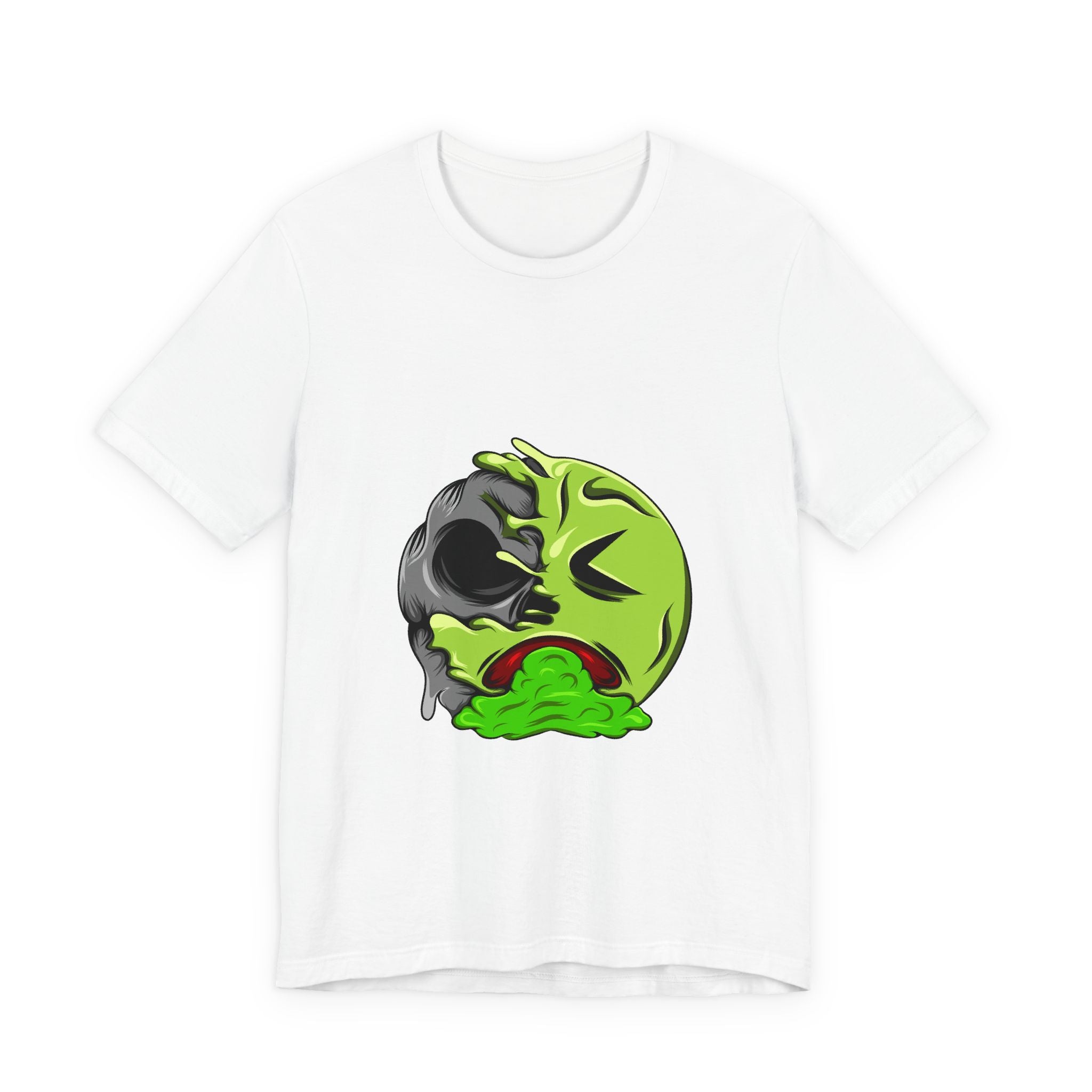 Sick Emoji T-Shirt – Green Vomit Face Graphic Tee