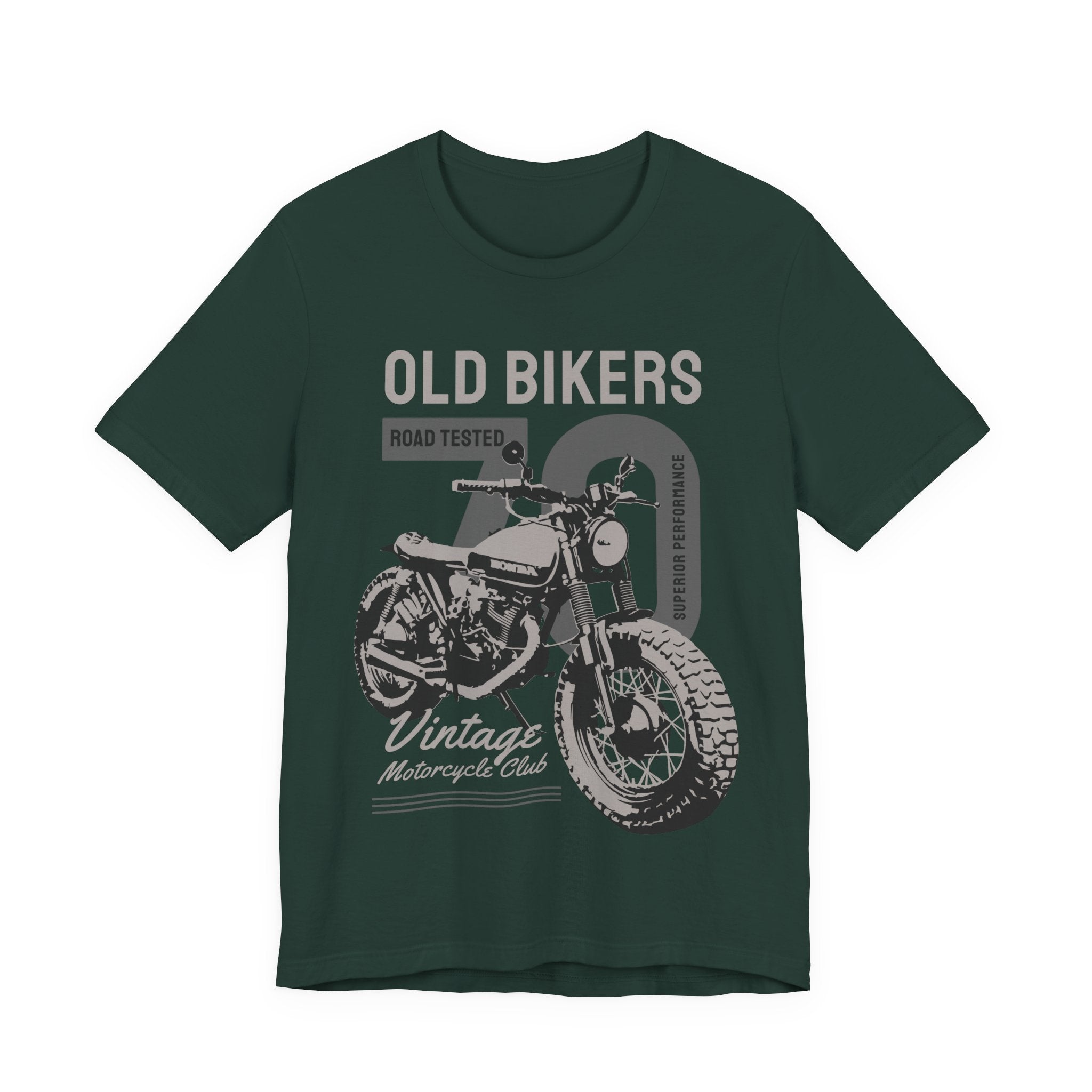 T-Shirt — "Old Bikers 70 Vintage Motorcycle Club" Retro Biker Tee