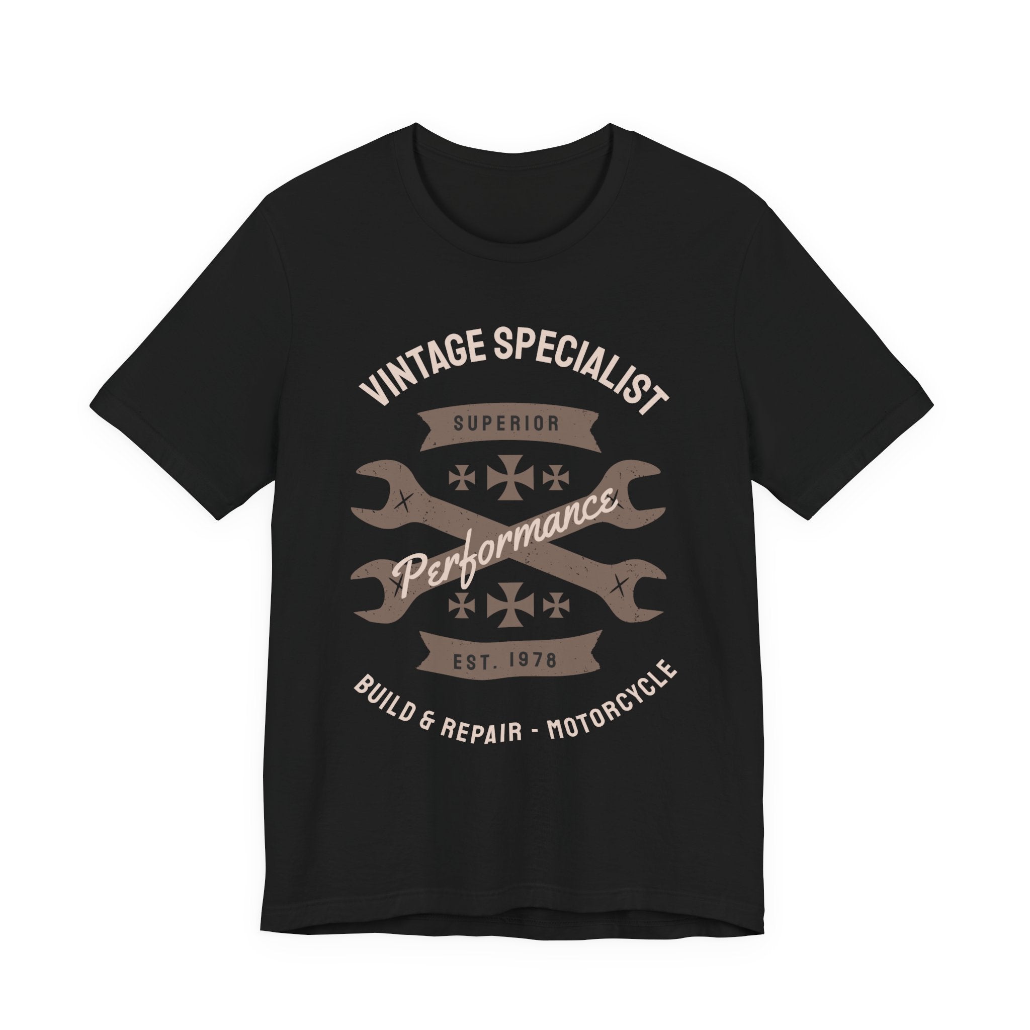 Vintage Motorcycle Mechanic Tee — "Vintage Specialist Performance"