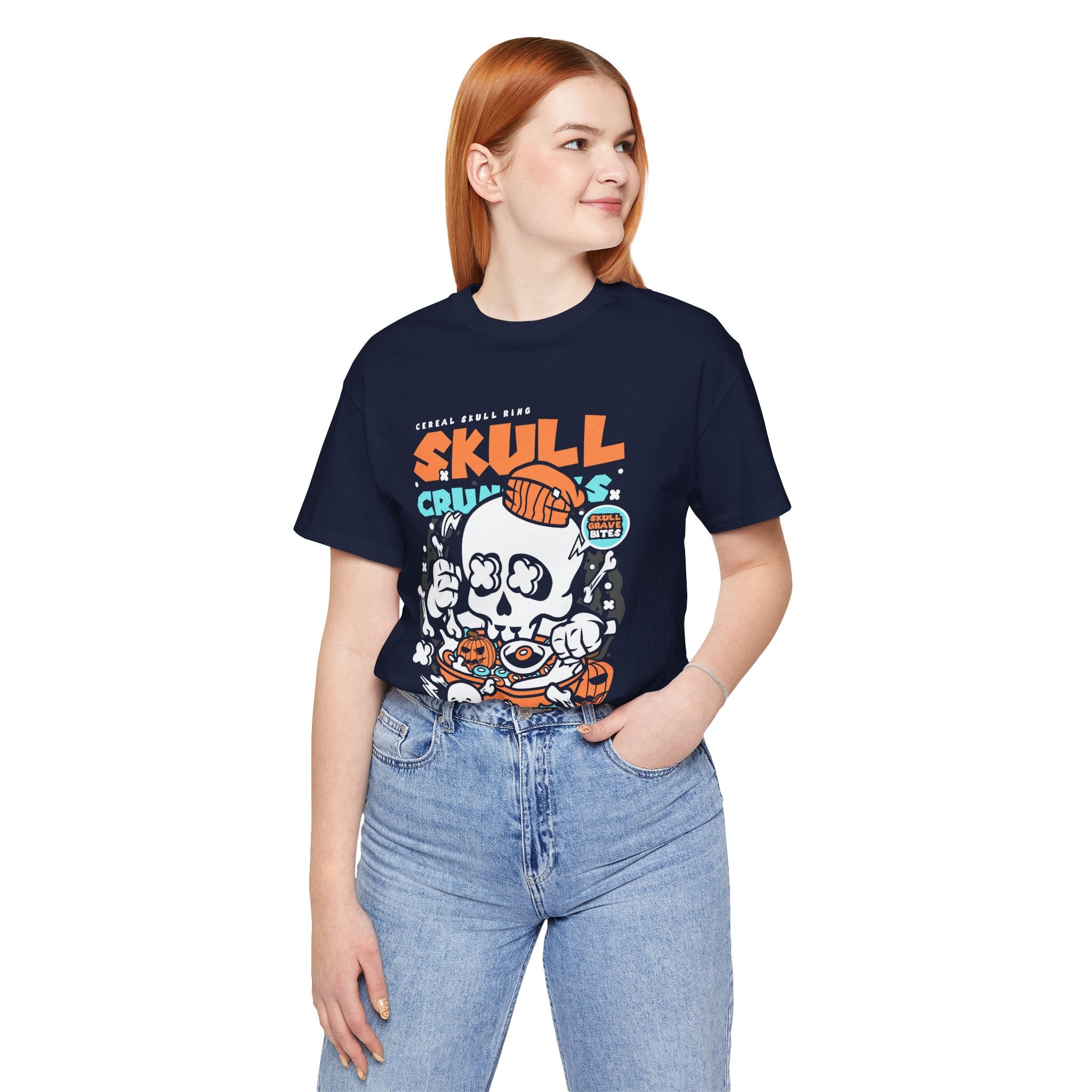 Skull Crunch Cereal Graphic Tee — Halloween Skull Breakfast T-Shirt