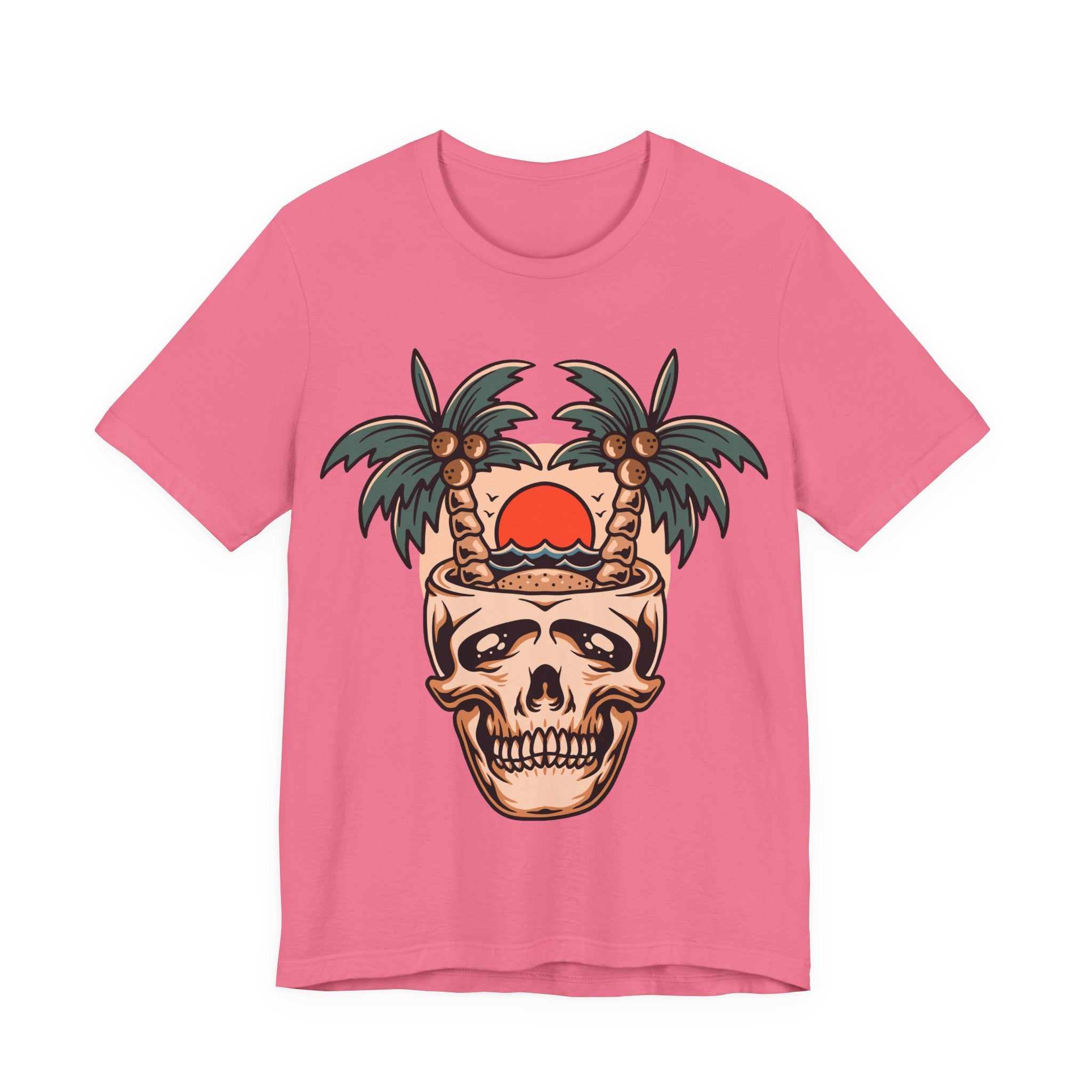 Skull Island Tee — Palm Tree Sunset Skull Graphic T-Shirt