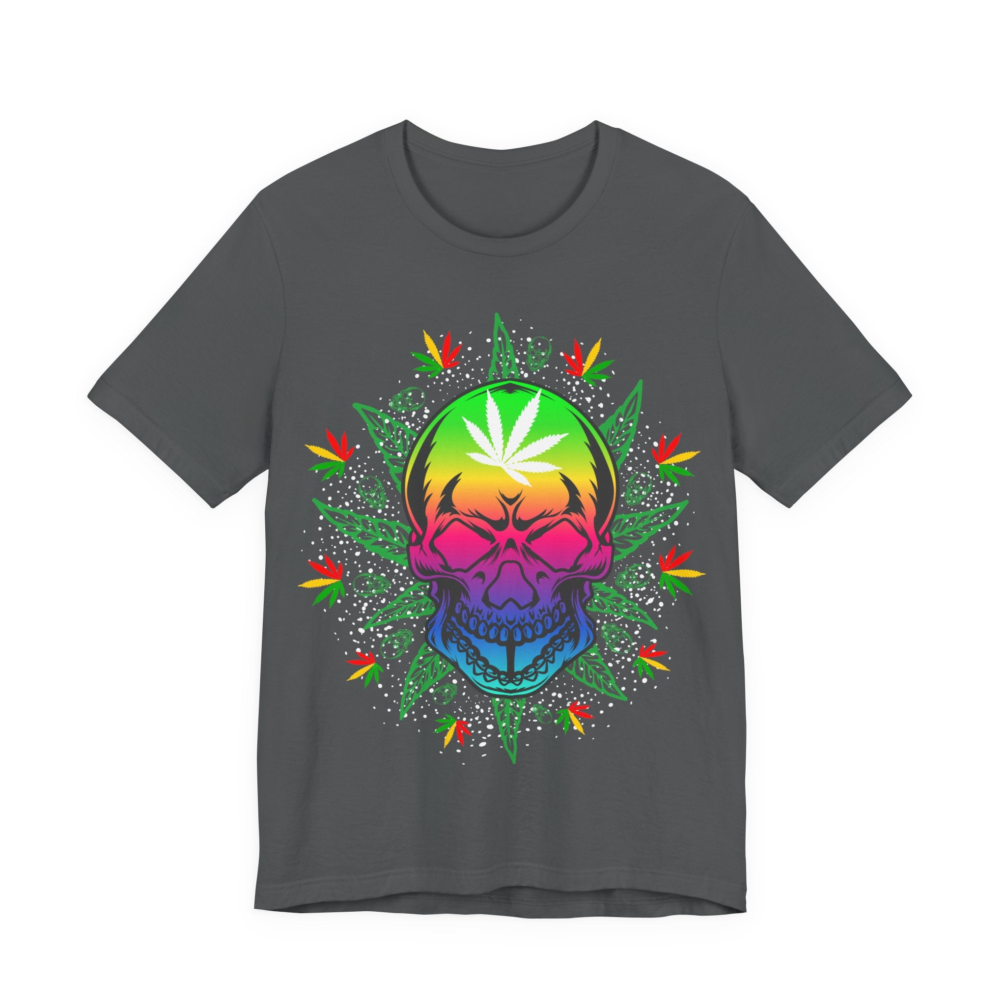 Rasta Rainbow Skull T‑Shirt — Cannabis Leaf Psychedelic Tee