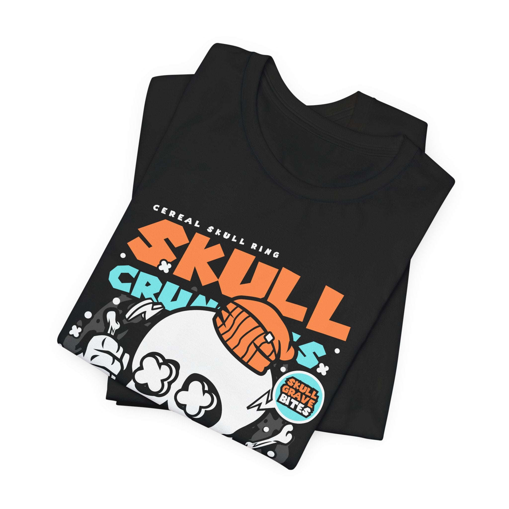 Skull Crunch Cereal Graphic Tee — Halloween Skull Breakfast T-Shirt