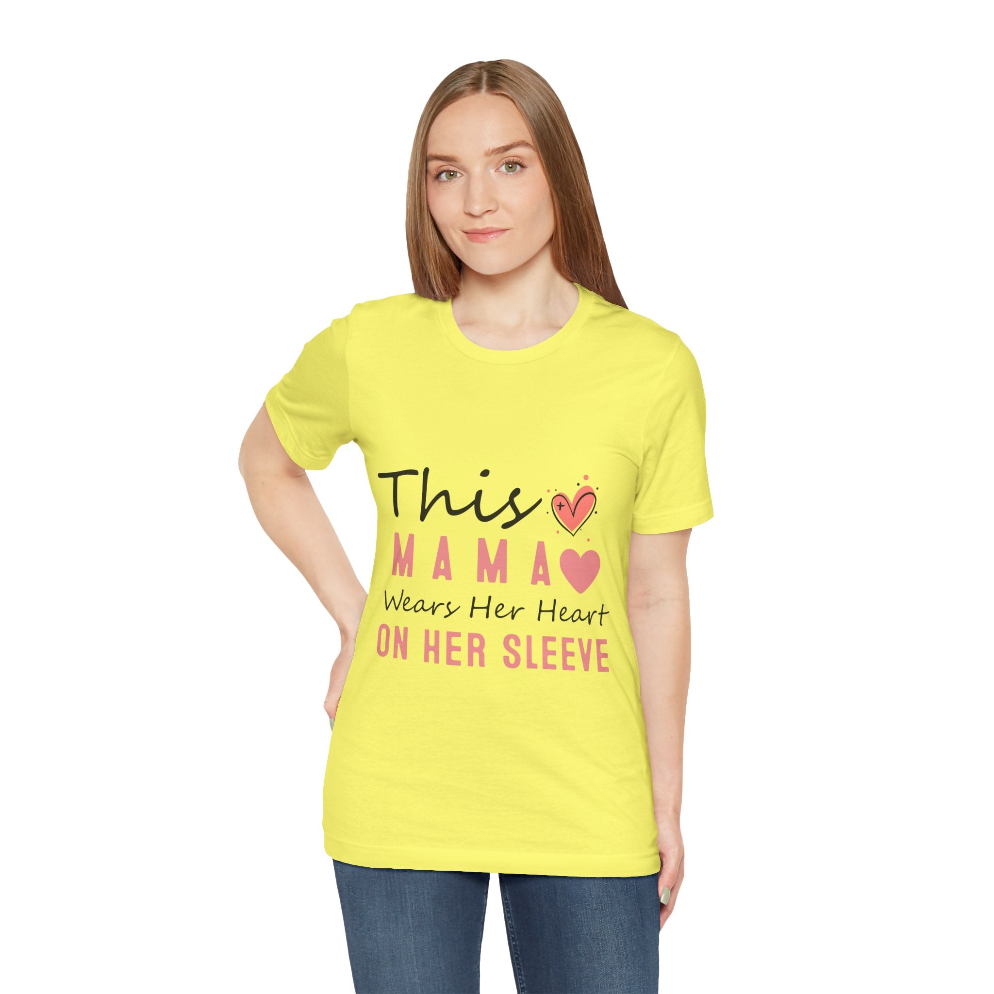 This Mama Wears Her Heart On Her Sleeve T-Shirt – Mother's Day Heart Tee