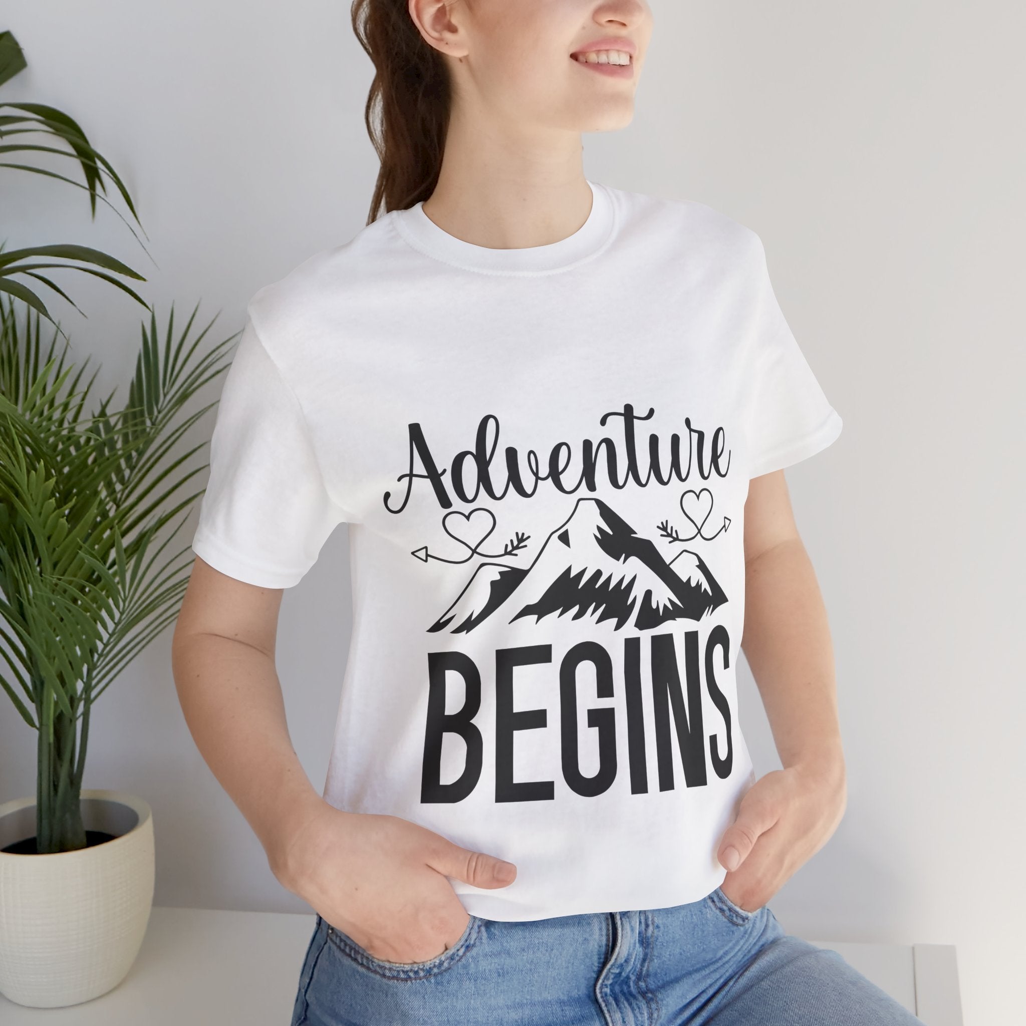 Adventure Begins Tee — Mountain Travel Graphic T-Shirt