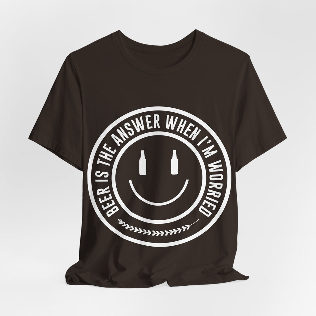 Beer Is The Answer T-Shirt — Funny Smiley Beer Graphic Tee