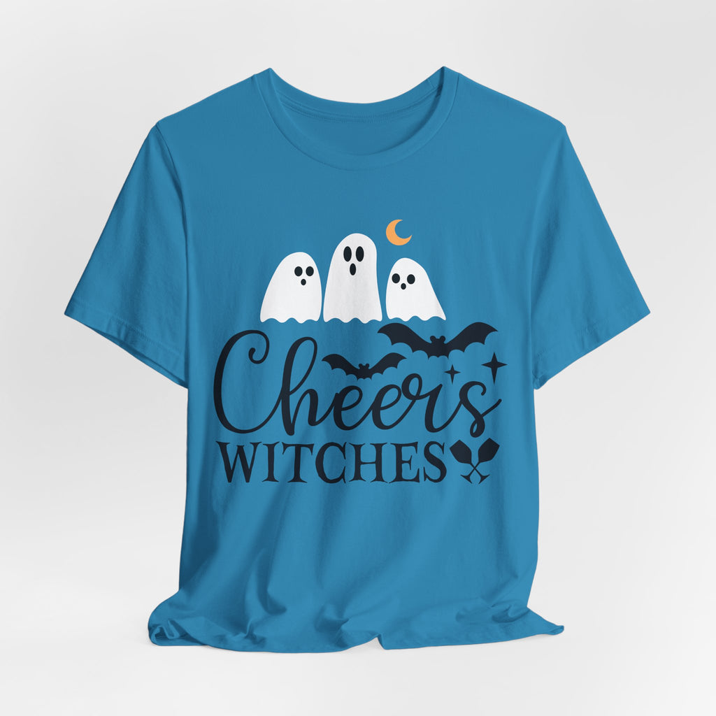 Cheers Witches Halloween Tee — Cute Ghosts, Bats & Party Slogan