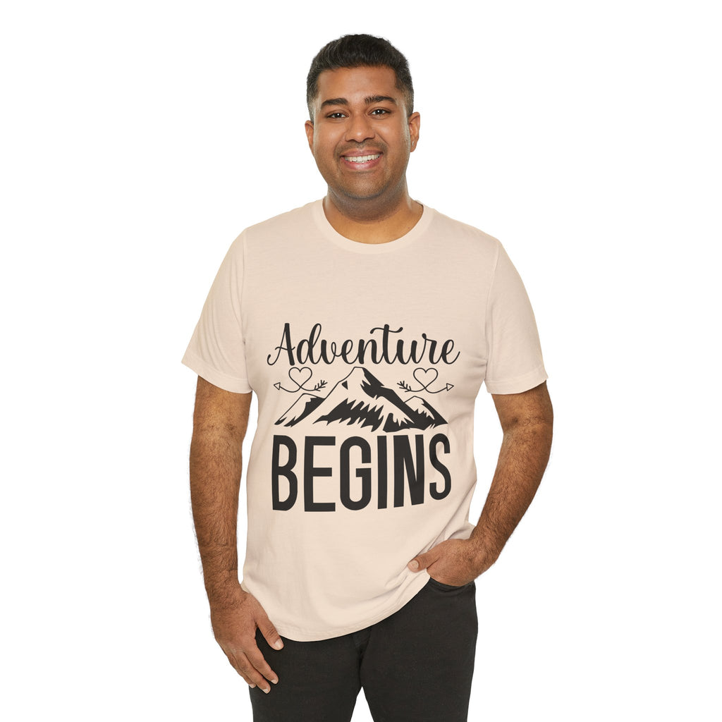 Adventure Begins Tee — Mountain Travel Graphic T-Shirt