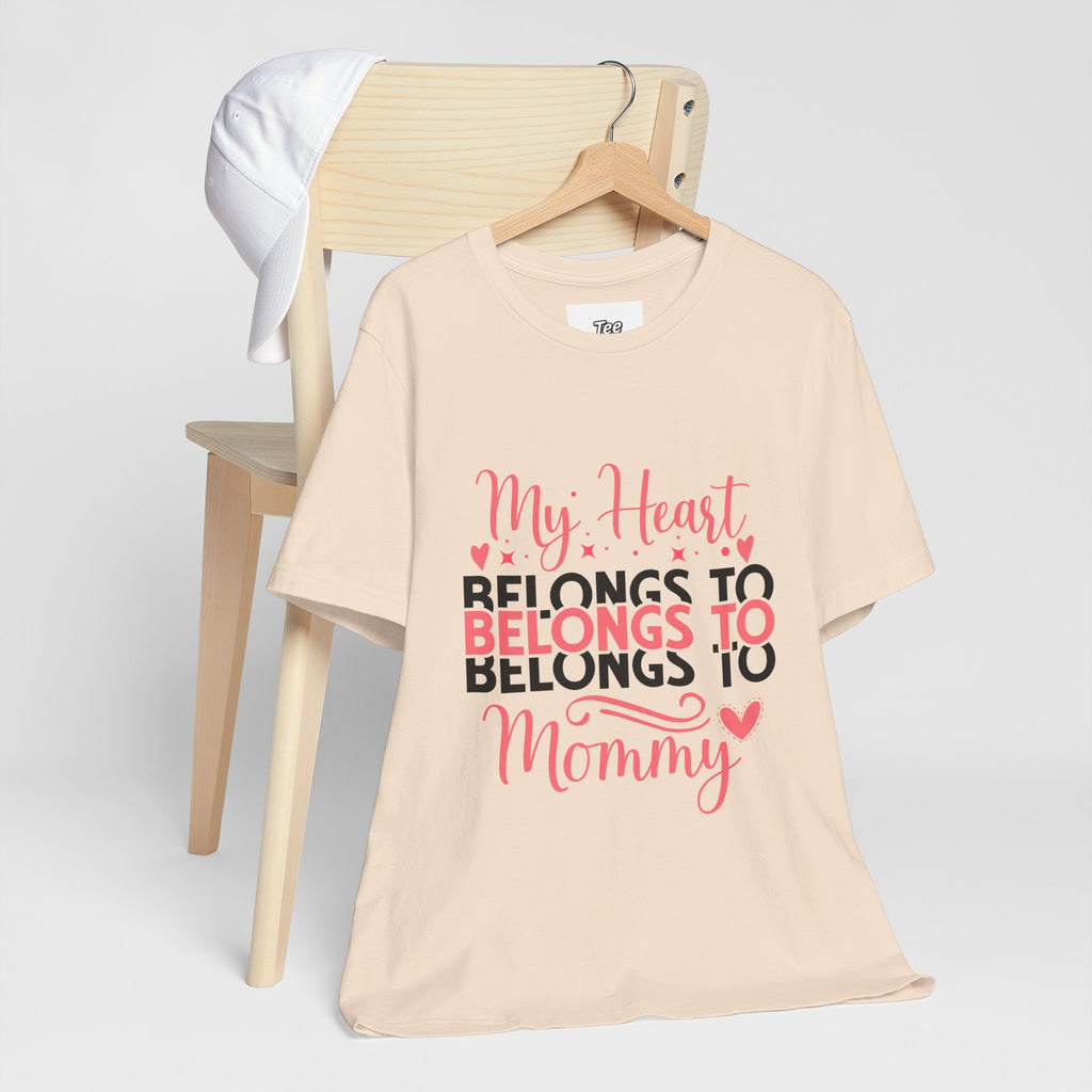 Mommy Valentine T-Shirt – "My Heart Belongs to Mommy" Pink & Black Kid Tee