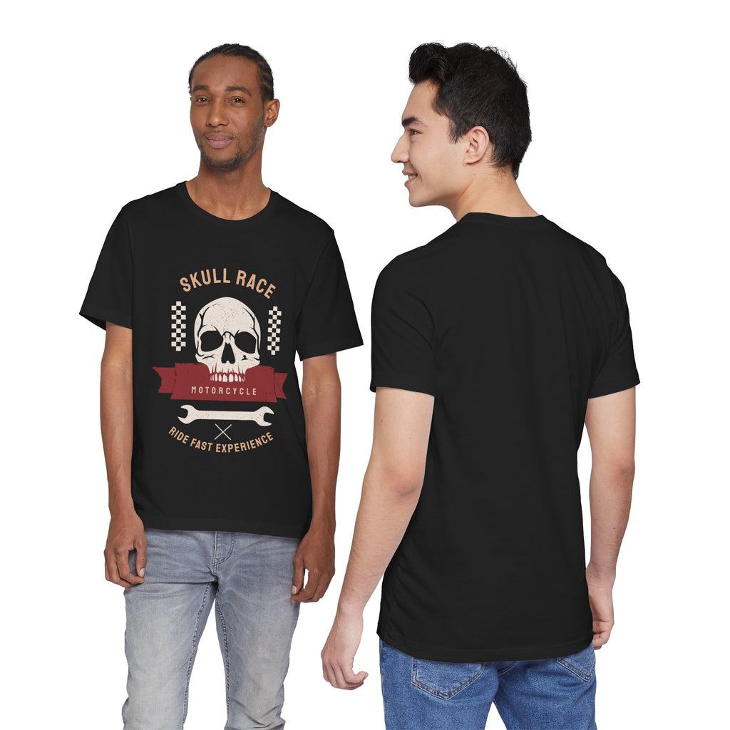 Skull Race Motorcycle Tee — Ride Fast Experience Graphic Shirt