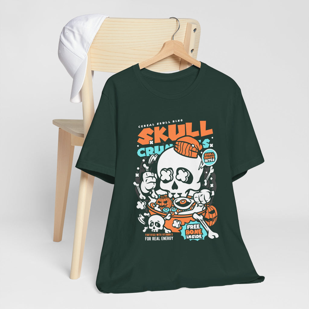 Skull Crunch Cereal Graphic Tee — Halloween Skull Breakfast T-Shirt