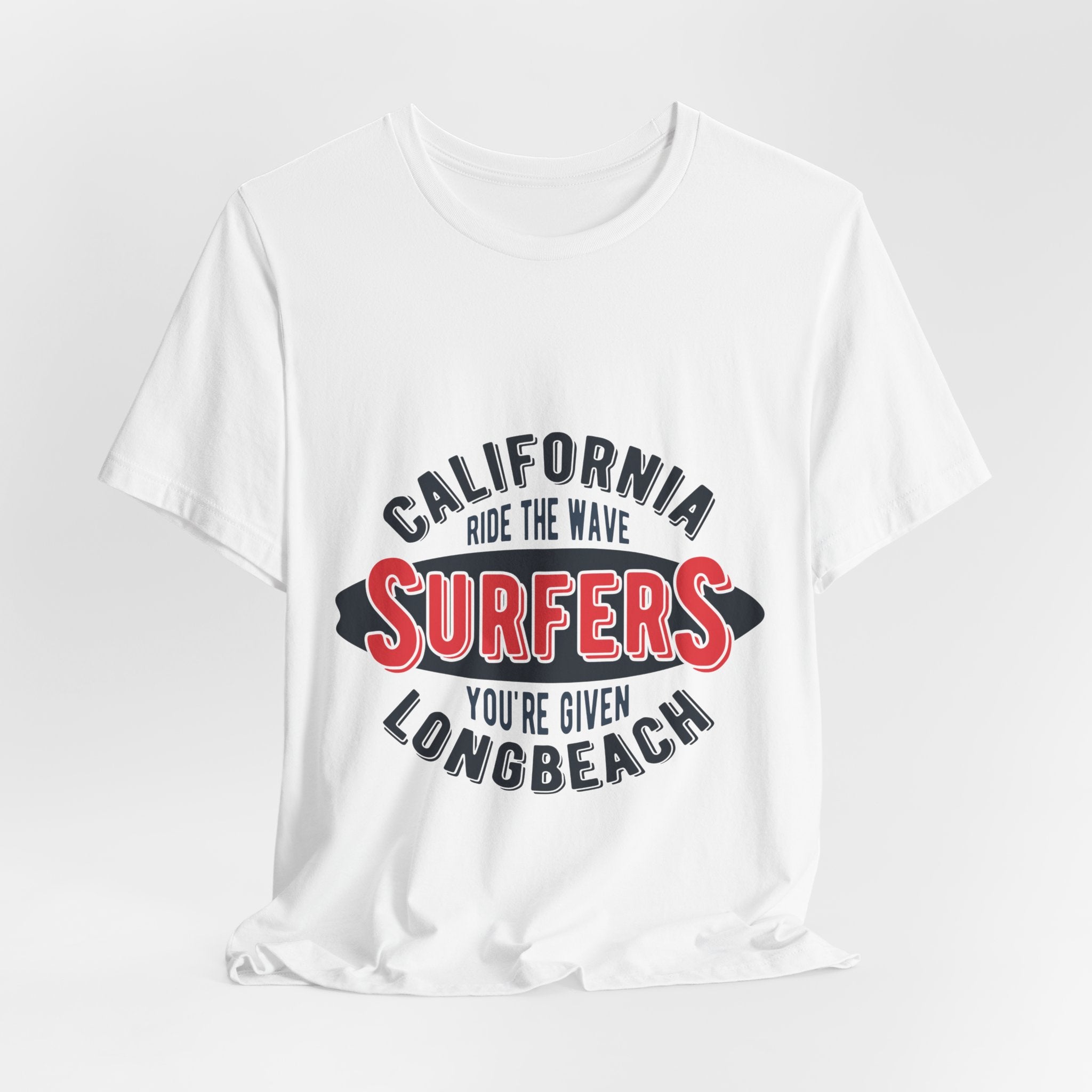 California Surfers Long Beach Tee — "Ride the Wave" Short Sleeve Shirt