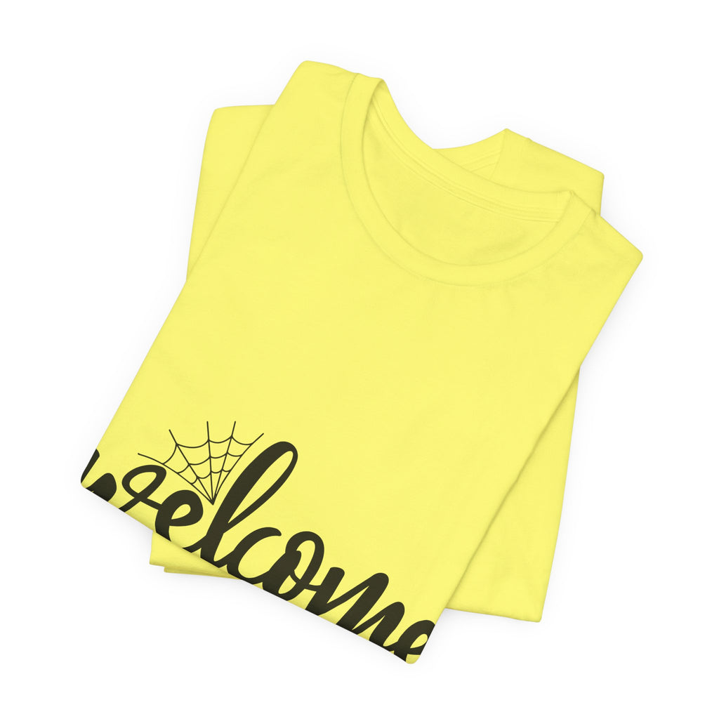 Welcome Home Halloween T-Shirt — Bat & Spiderweb Spooky Tee