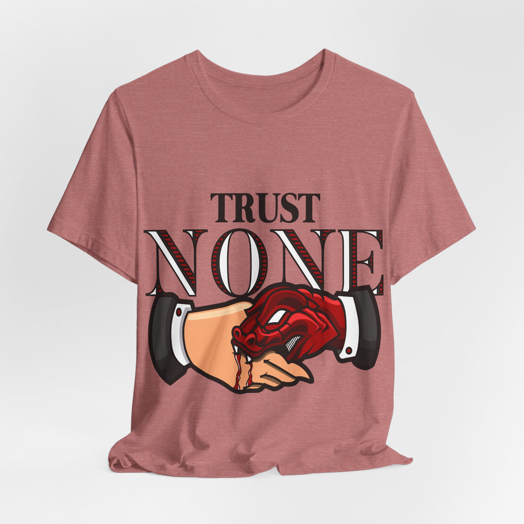 Trust None T-Shirt — Graphic Rose & Handshake Tee