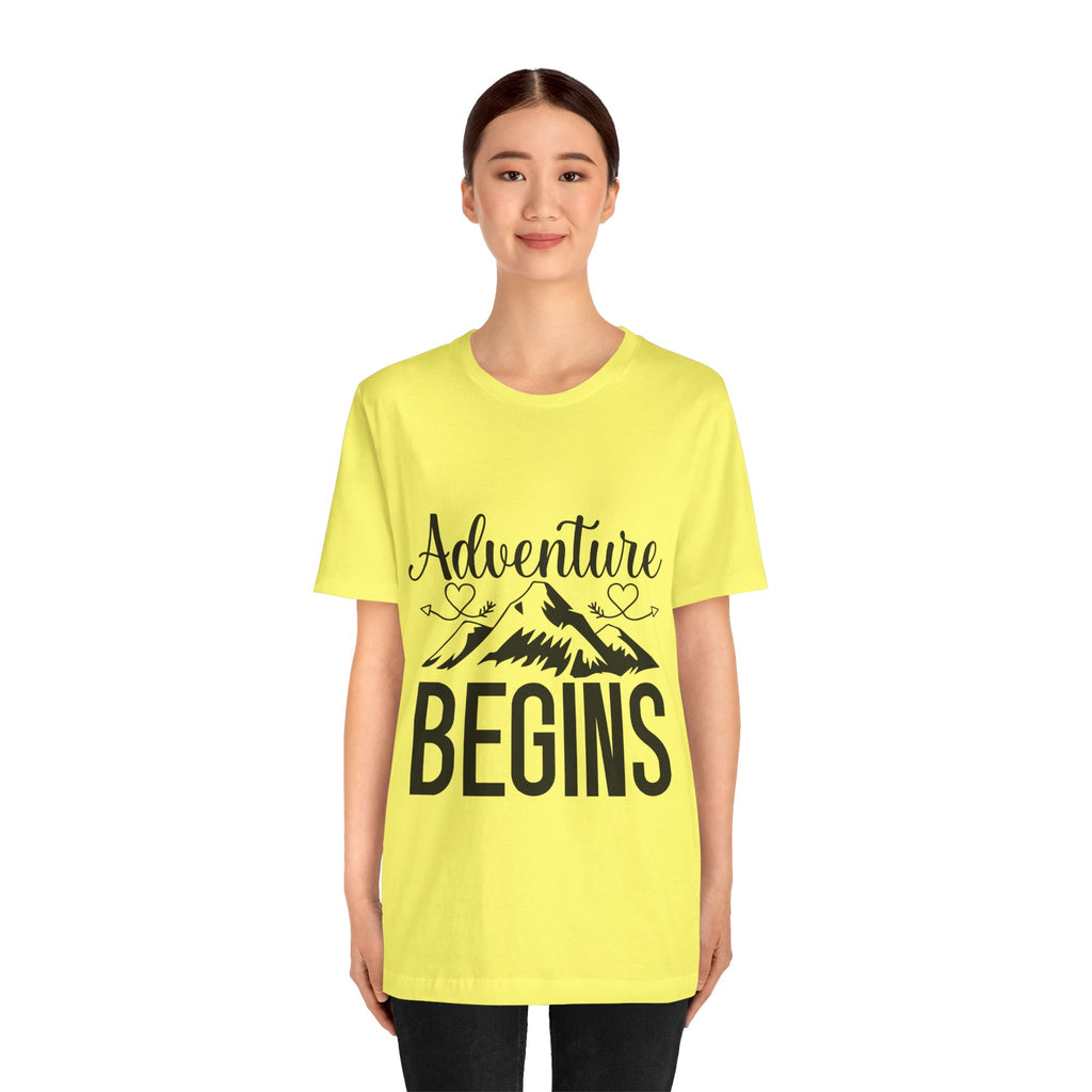 Adventure Begins Tee — Mountain Travel Graphic T-Shirt