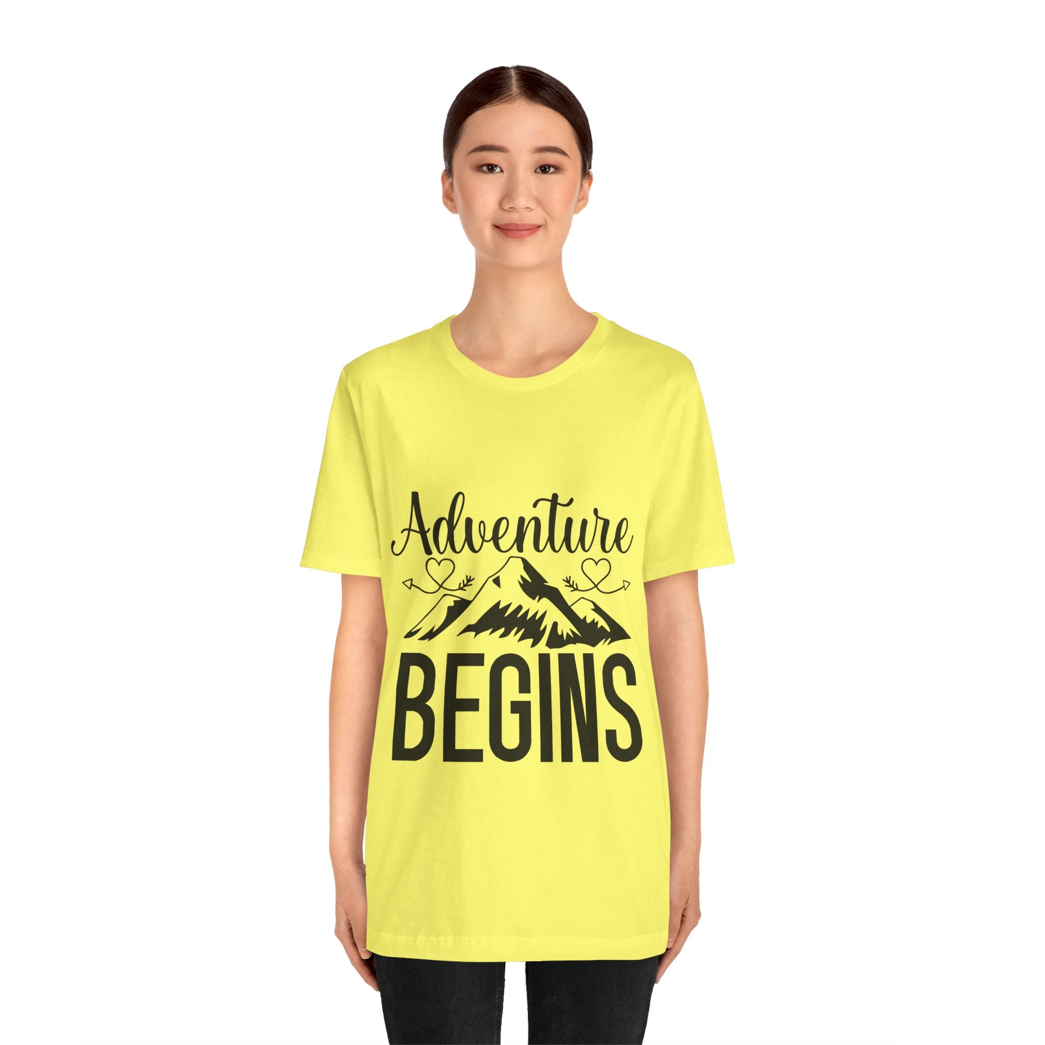 Adventure Begins Tee — Mountain Travel Graphic T-Shirt