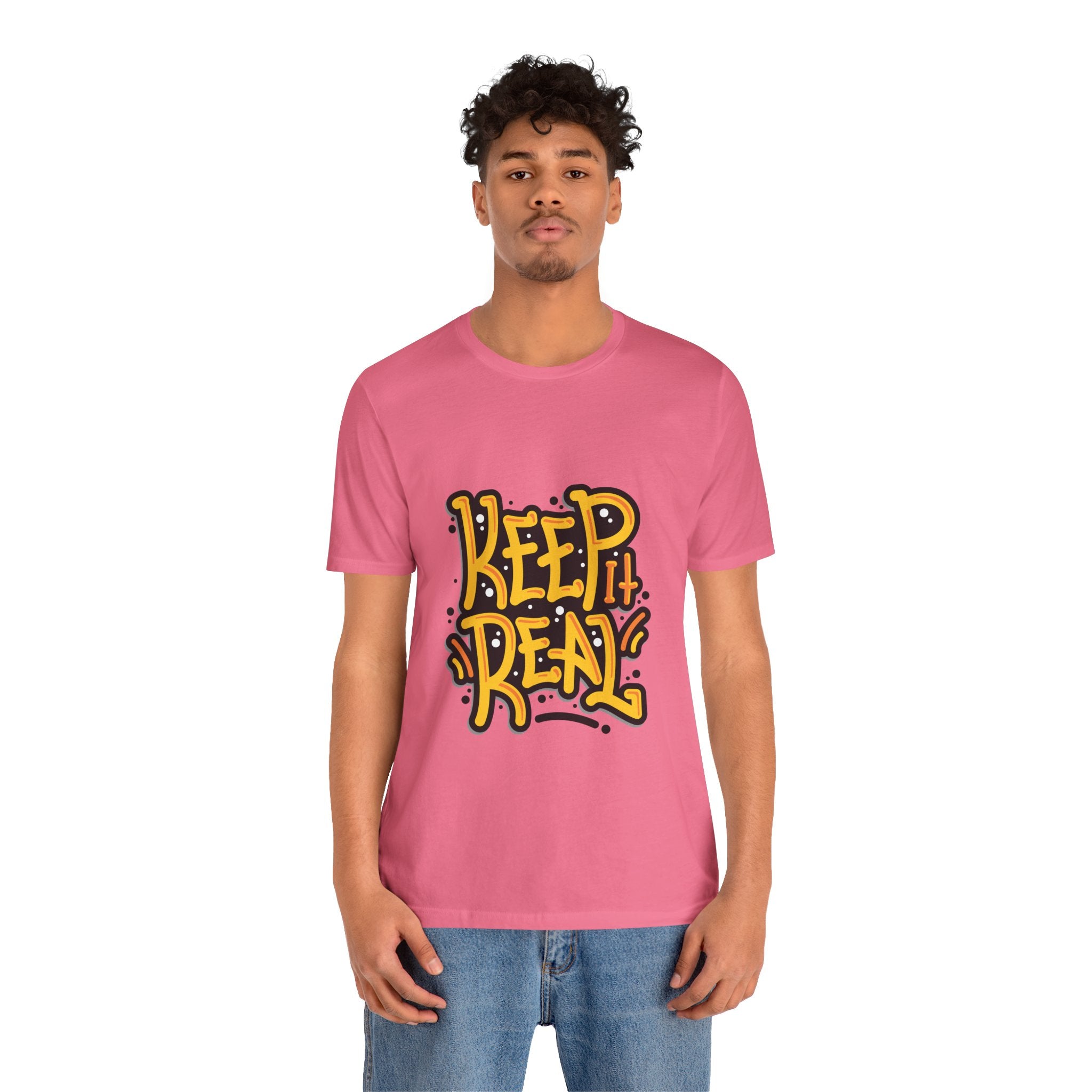 Keep It Real T-Shirt — Retro Yellow Hand-Lettered Graphic Tee
