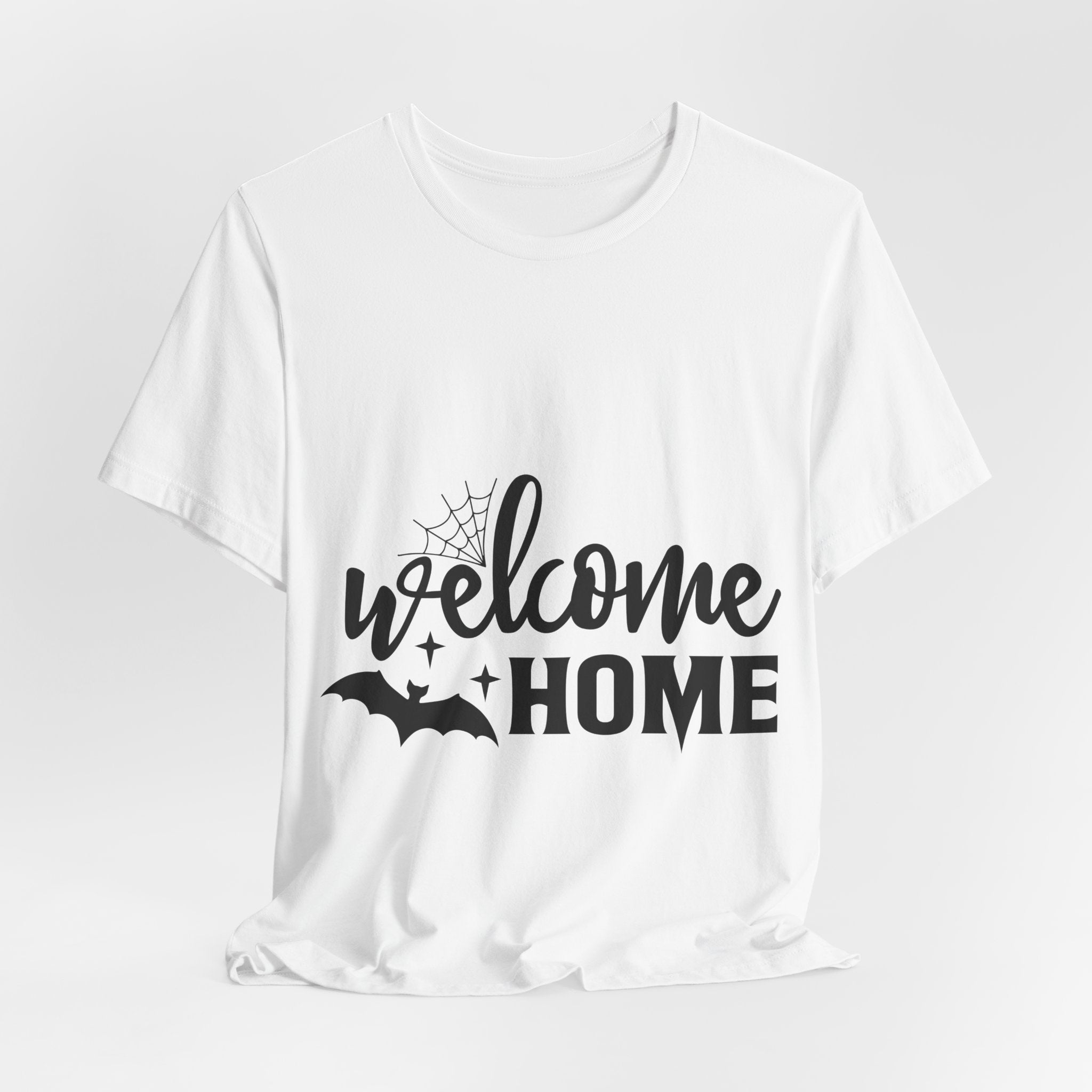 Welcome Home Halloween T-Shirt — Bat & Spiderweb Spooky Tee