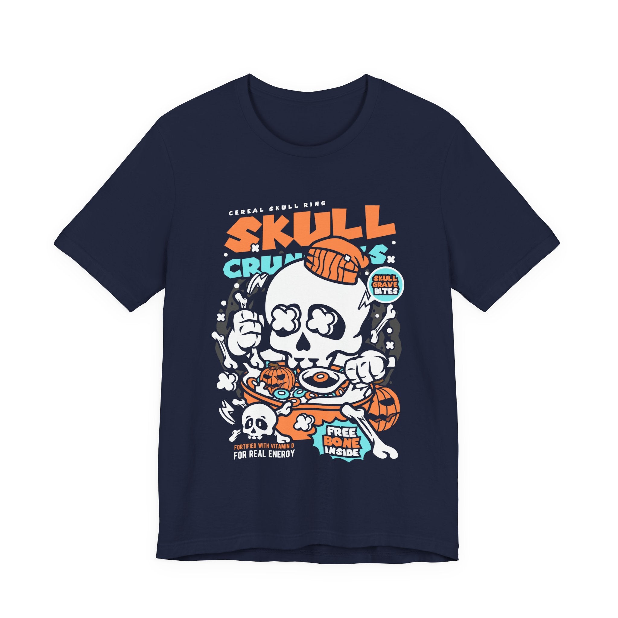 Skull Crunch Cereal Graphic Tee — Halloween Skull Breakfast T-Shirt