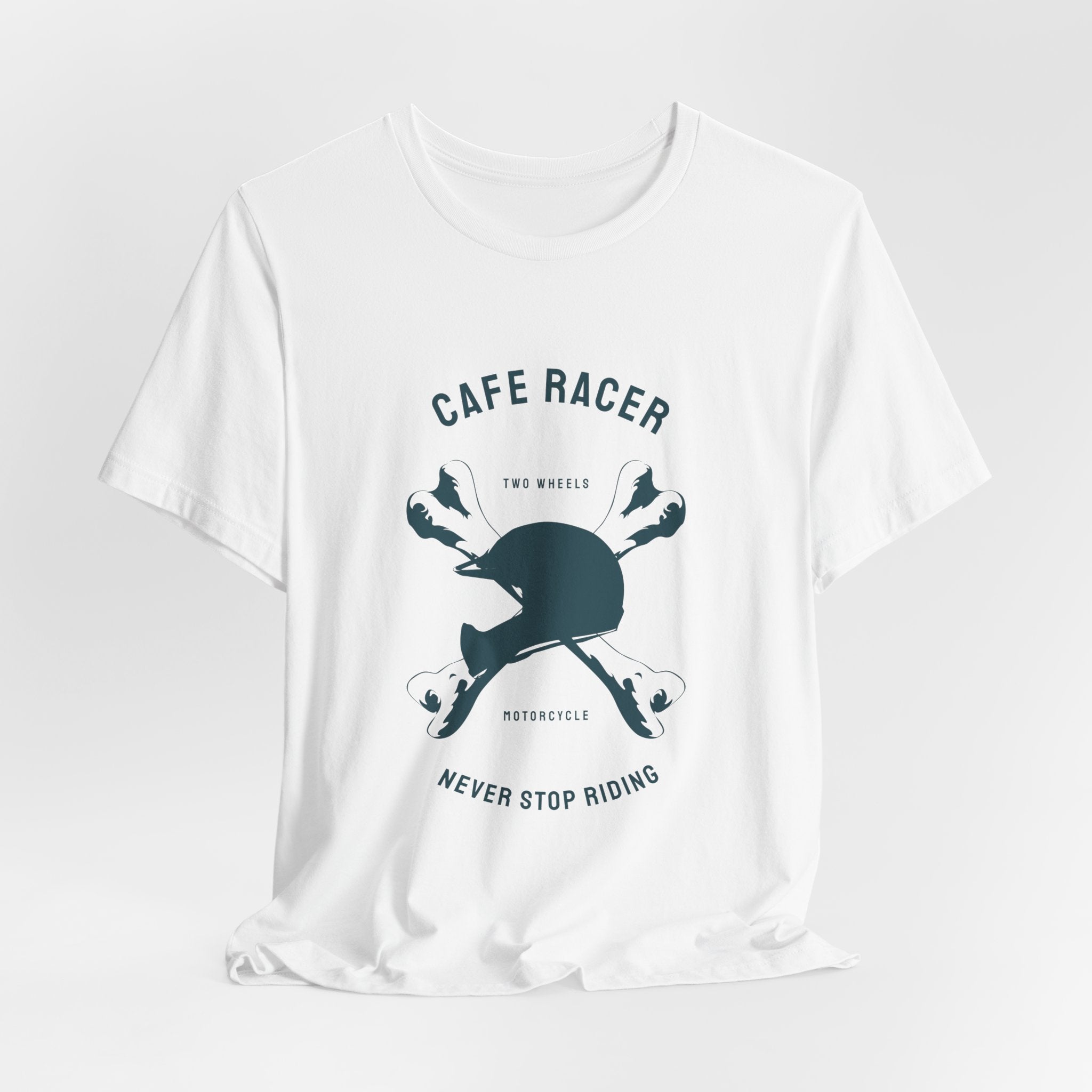 Cafe Racer Helmet Tee — "Never Stop Riding" Motorcycle T‑Shirt