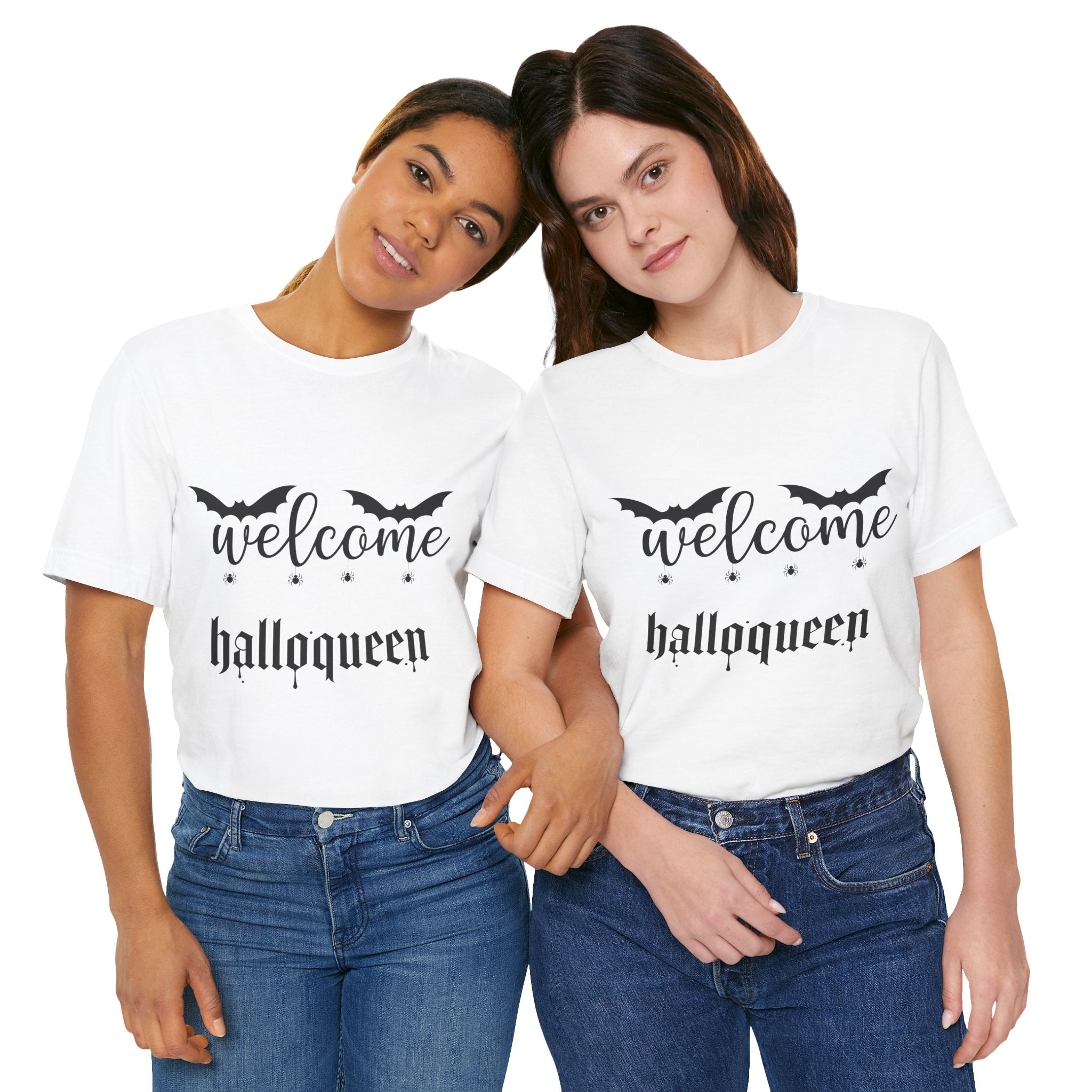 Welcome HalloQueen T‑Shirt — Halloween Bat Graphic Tee