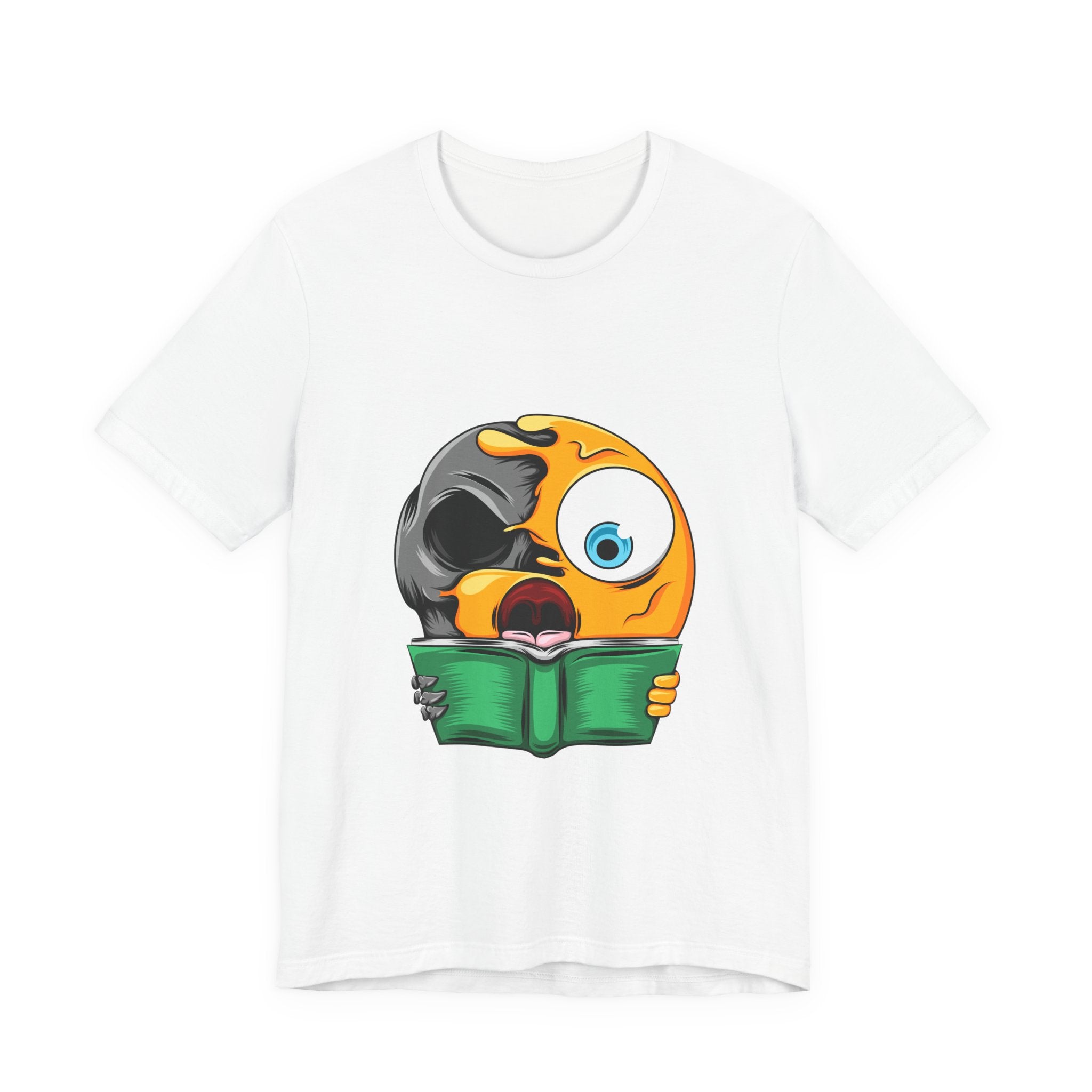 Zombie Reader Emoji T‑Shirt — Funny Halloween Book Lover Tee