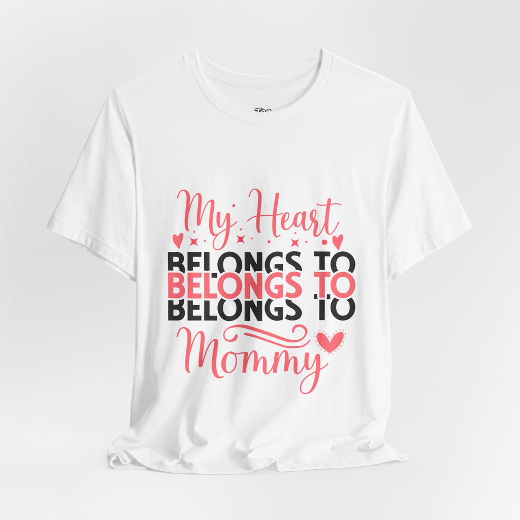Mommy Valentine T-Shirt – "My Heart Belongs to Mommy" Pink & Black Kid Tee