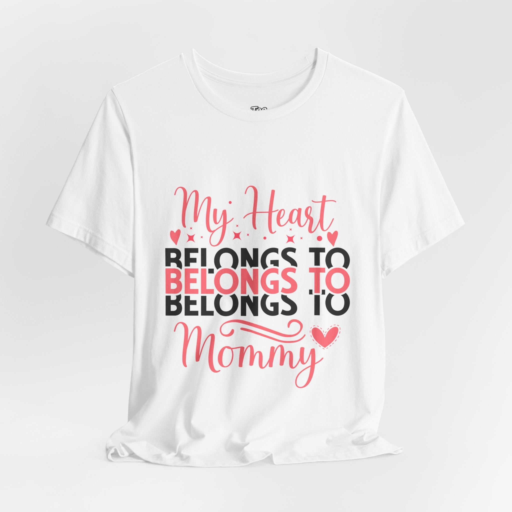 Mommy Valentine T-Shirt – "My Heart Belongs to Mommy" Pink & Black Kid Tee