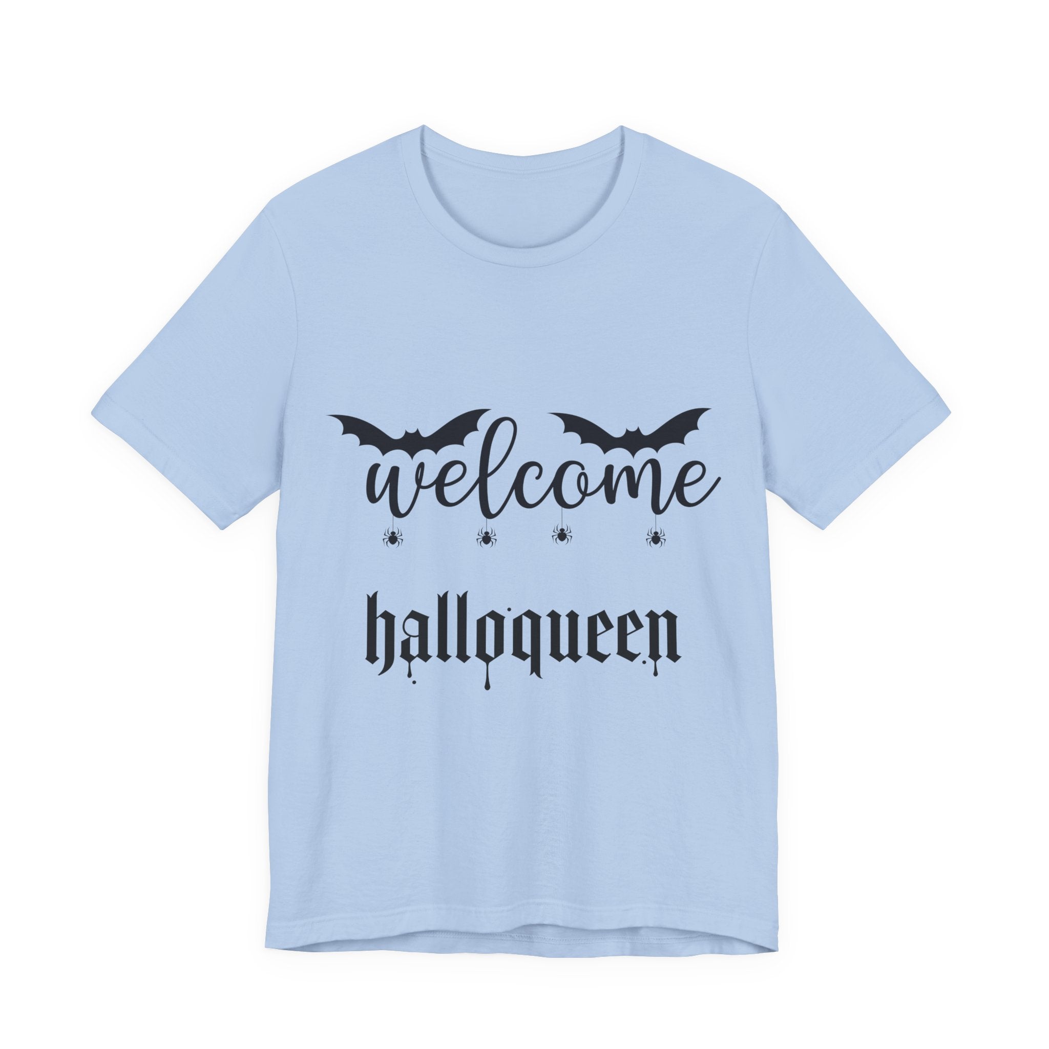 Welcome HalloQueen T‑Shirt — Halloween Bat Graphic Tee