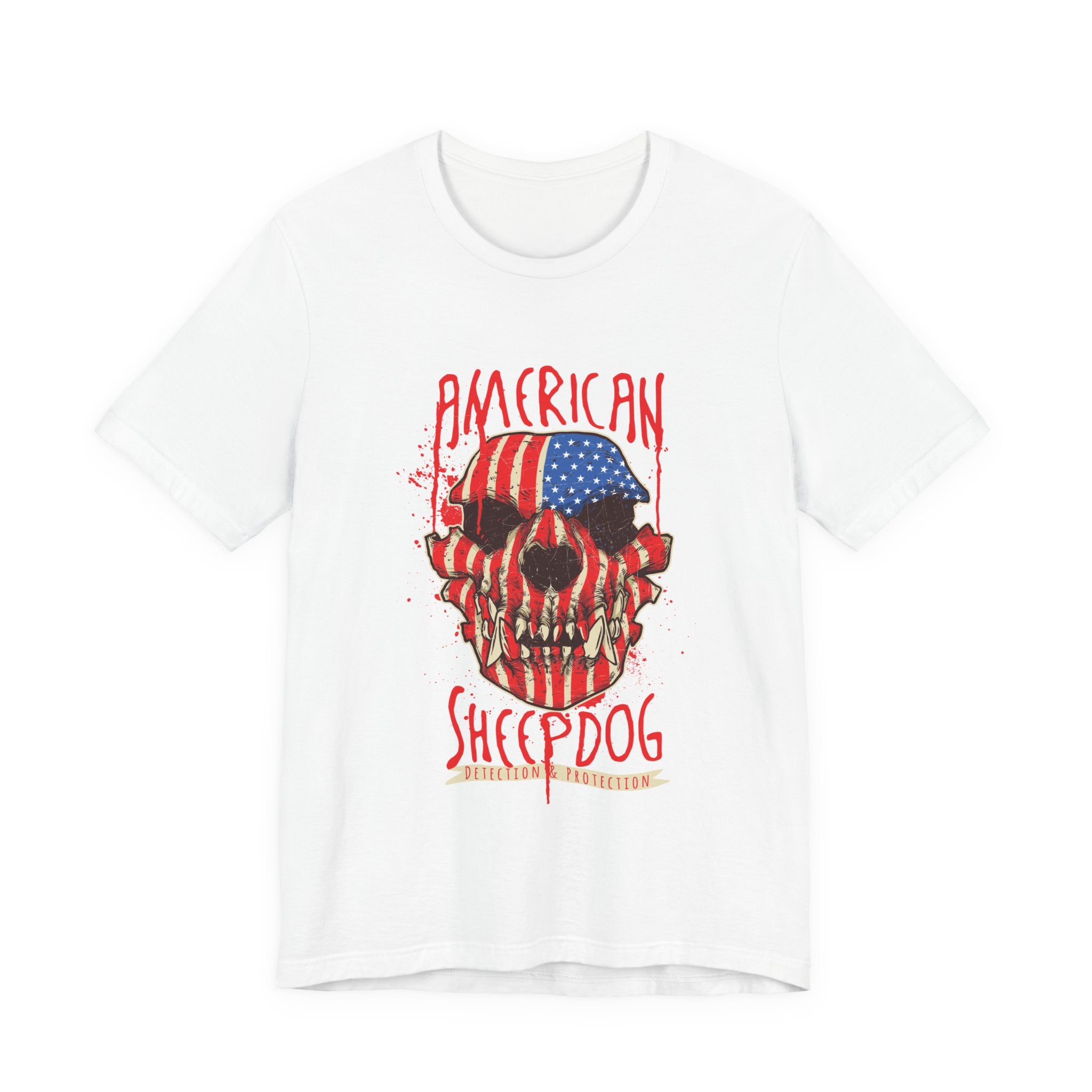 American Sheepdog Skull Tee — Patriotic Flag Graphic T-Shirt